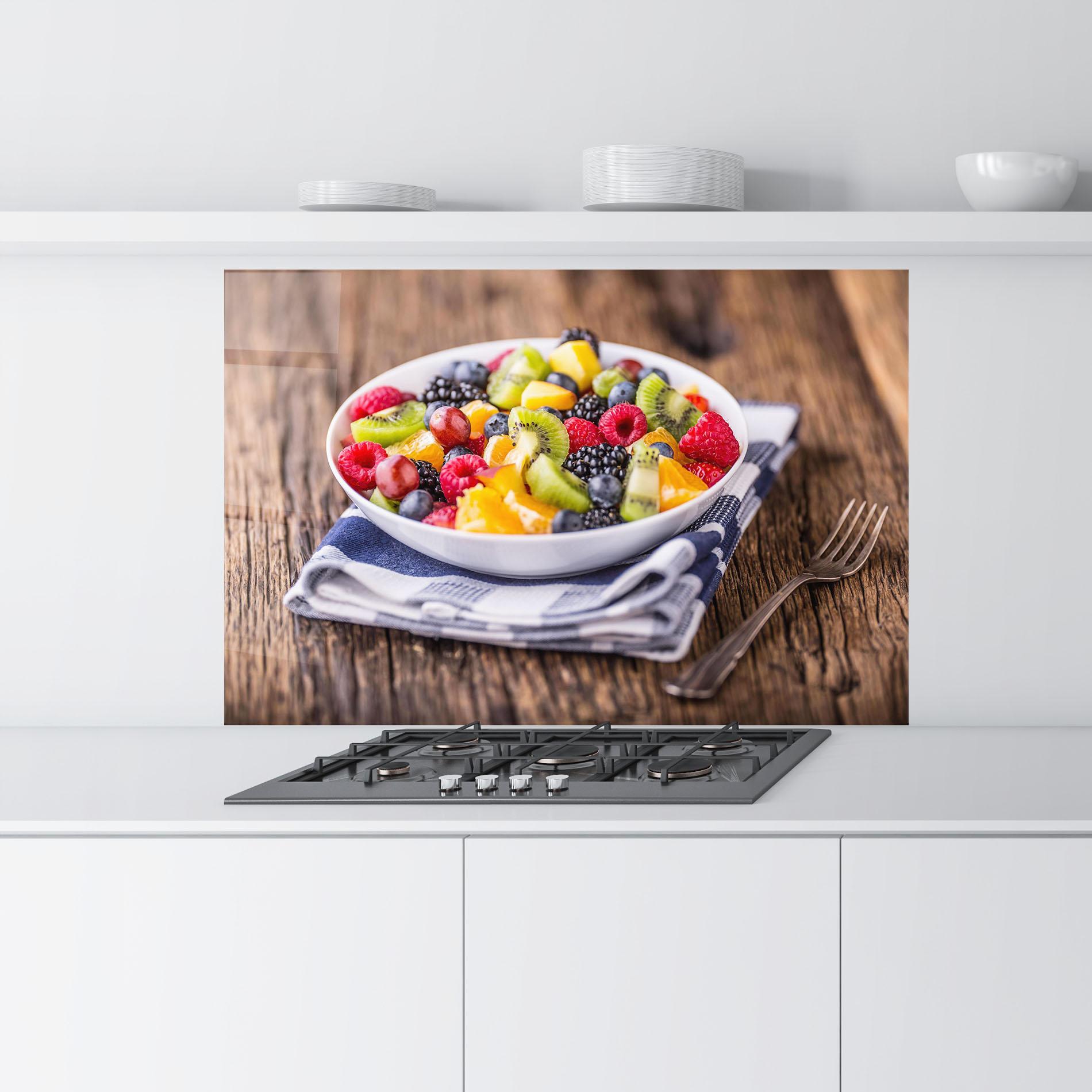Küchenrückwand Glas Fruit Salad mockup 9