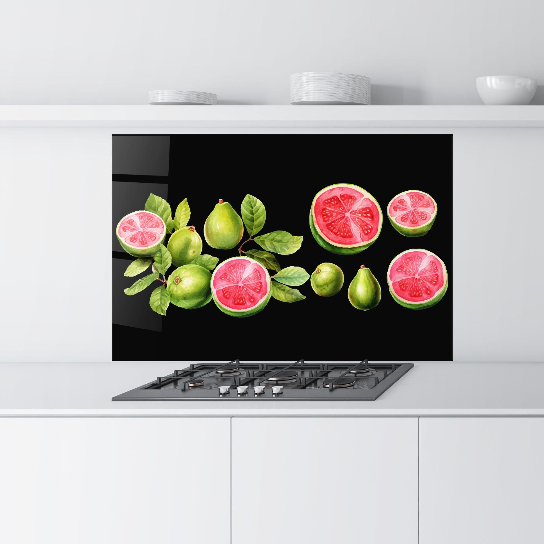 Küchenrückwand Glas Green Fruit mockup 9