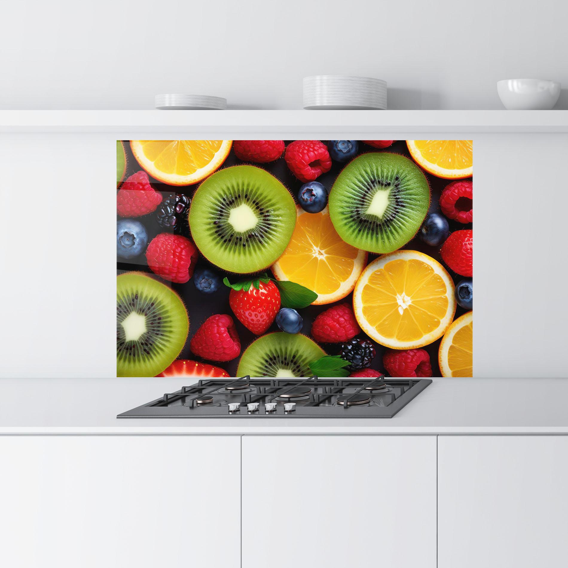 Küchenrückwand Glas Kiwi Fruit Mix mockup 9