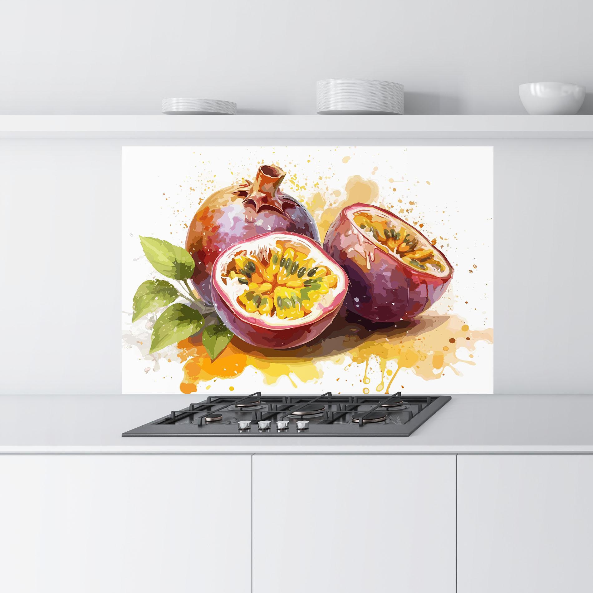 Küchenrückwand Glas Passion Fruit Art mockup 9
