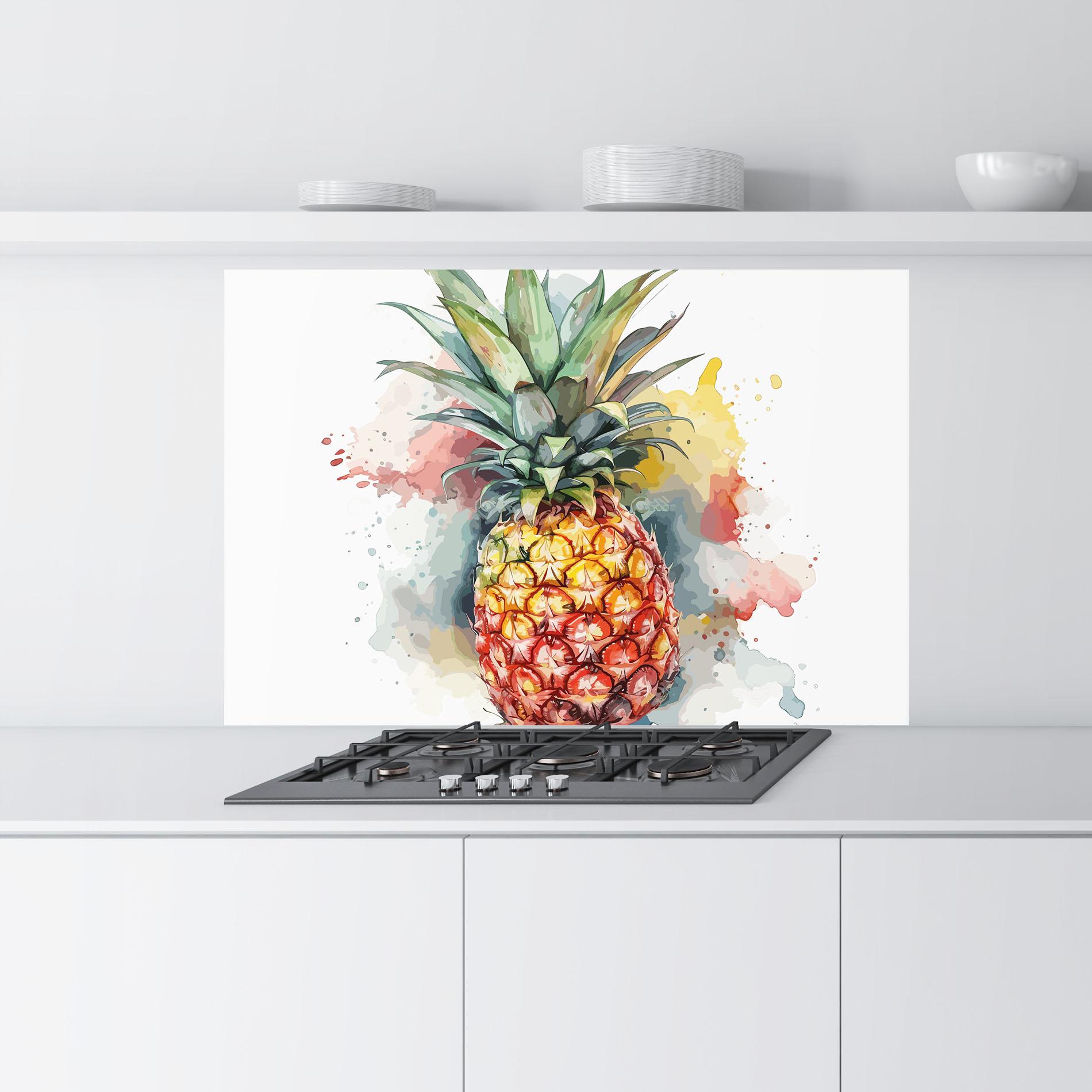 Küchenrückwand Glas Pineapple Art mockup 9