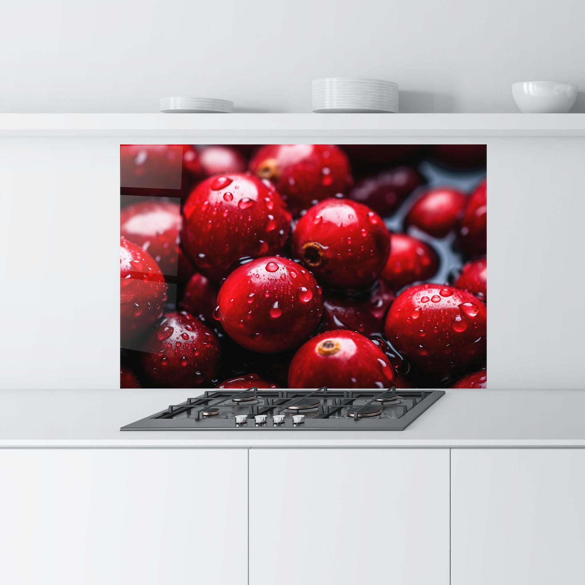 Küchenrückwand Glas Wet Cranberries mockup 9
