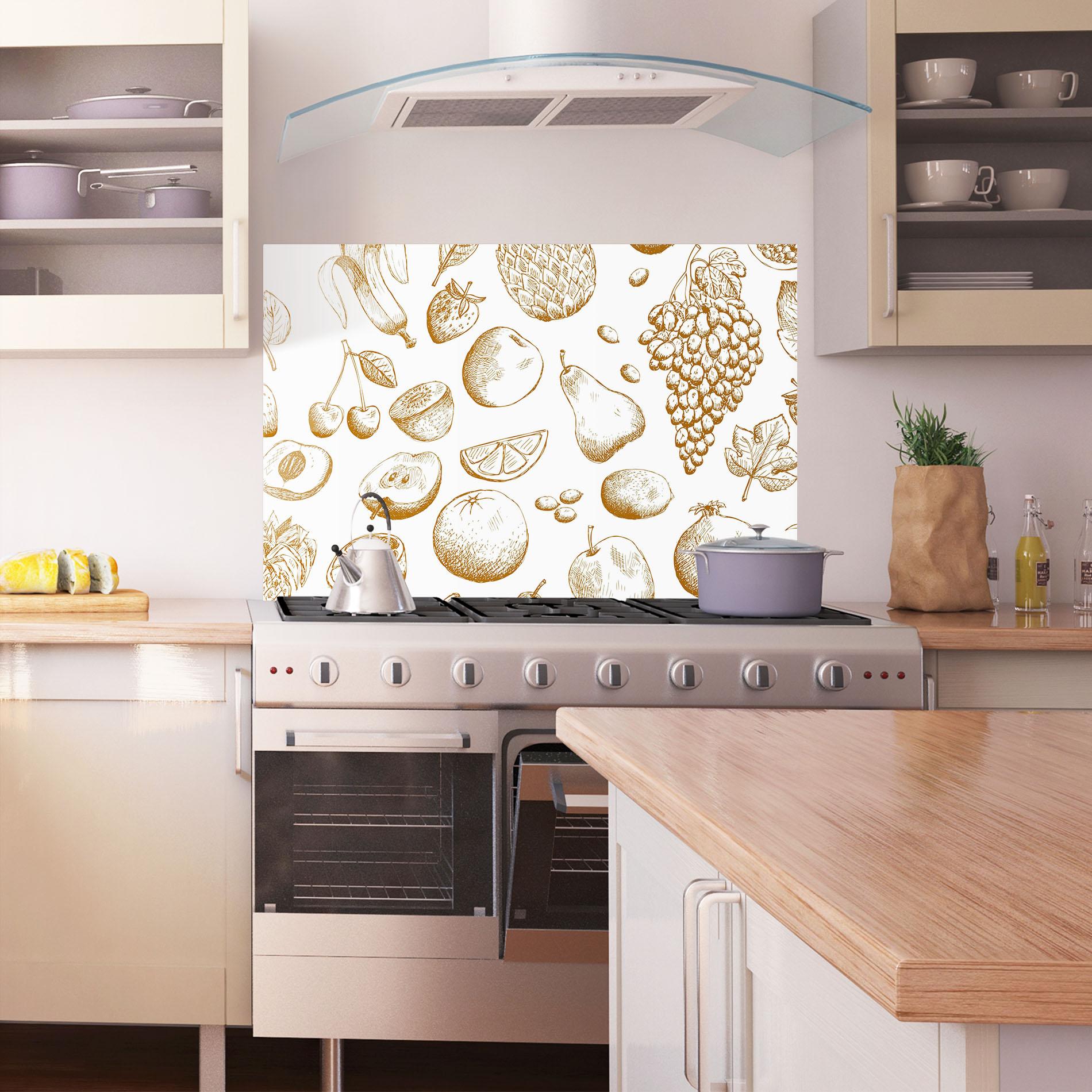 Küchenrückwand Glas Floating Fruits mockup 1