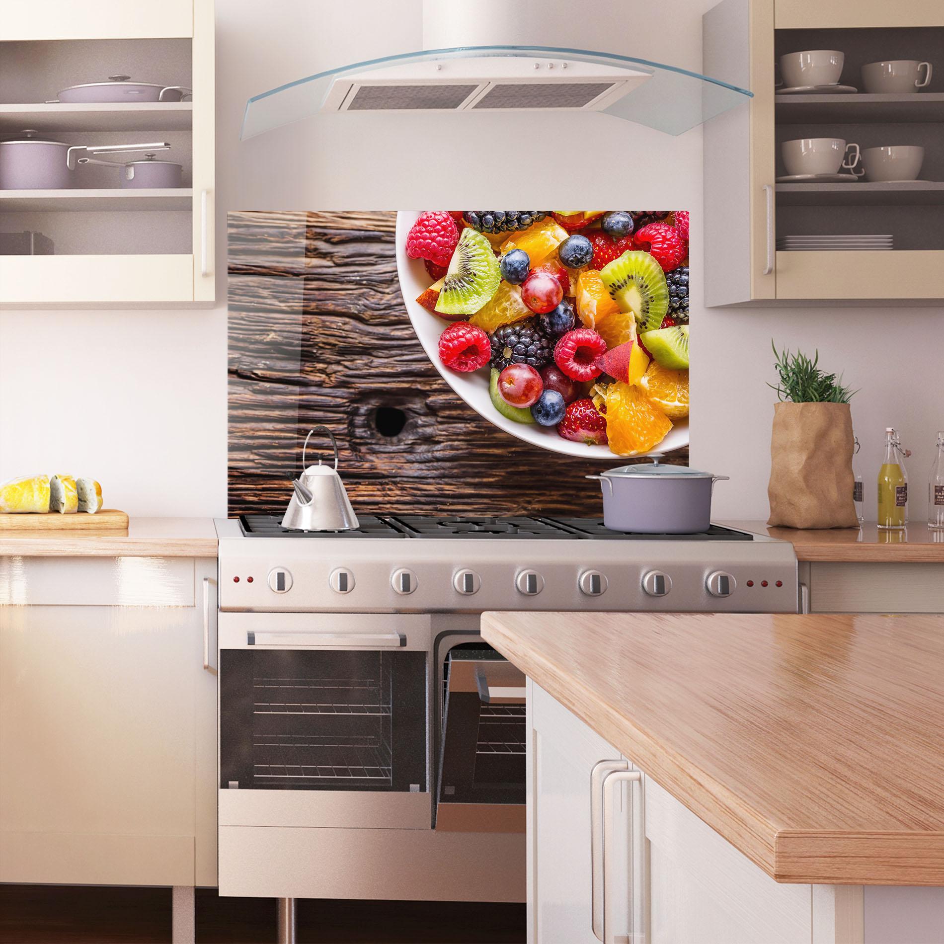 Küchenrückwand Glas Fresh Fruit Salad mockup 1