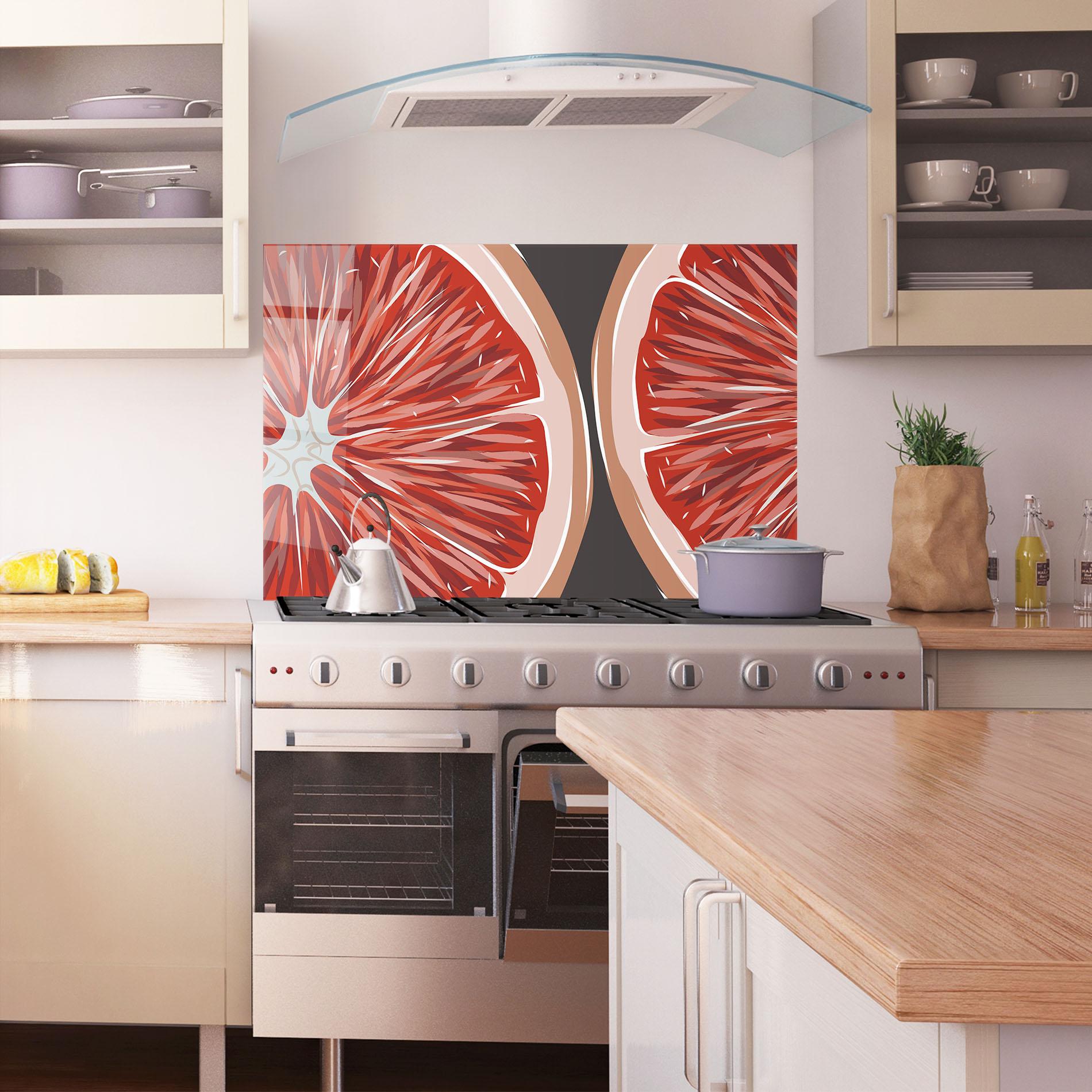 Küchenrückwand Glas Grapefruit Close Up mockup 1