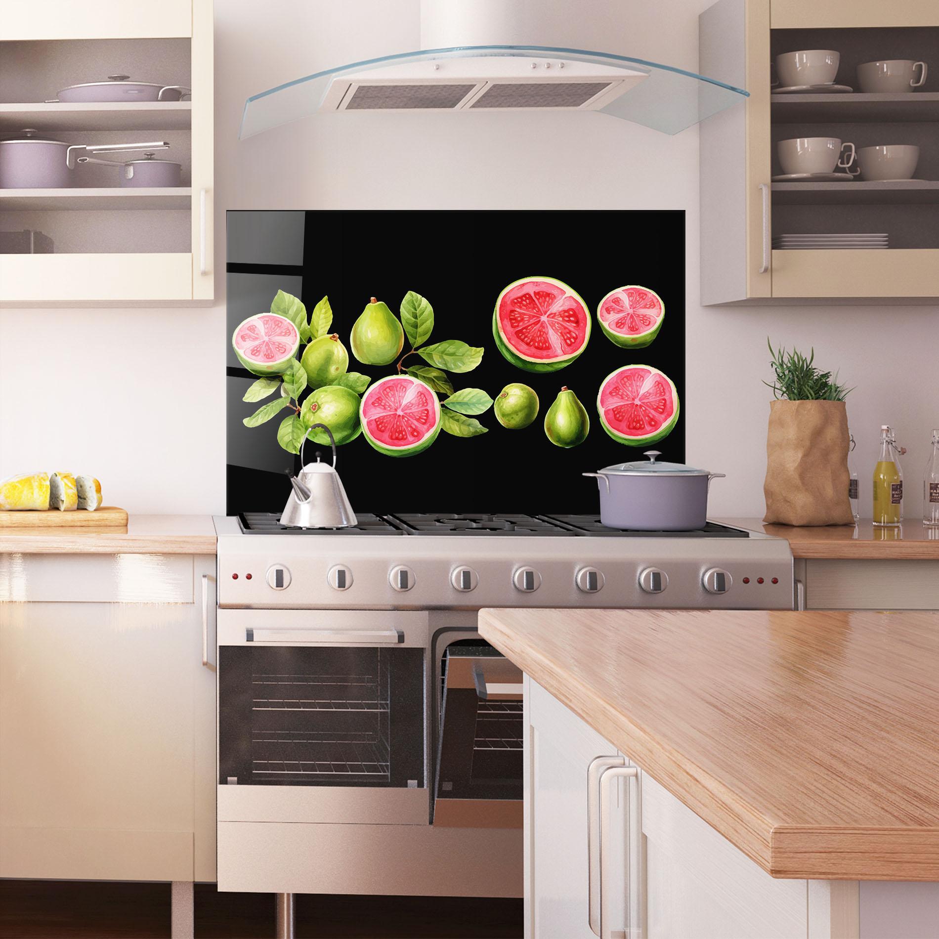 Küchenrückwand Glas Green Fruit mockup 1