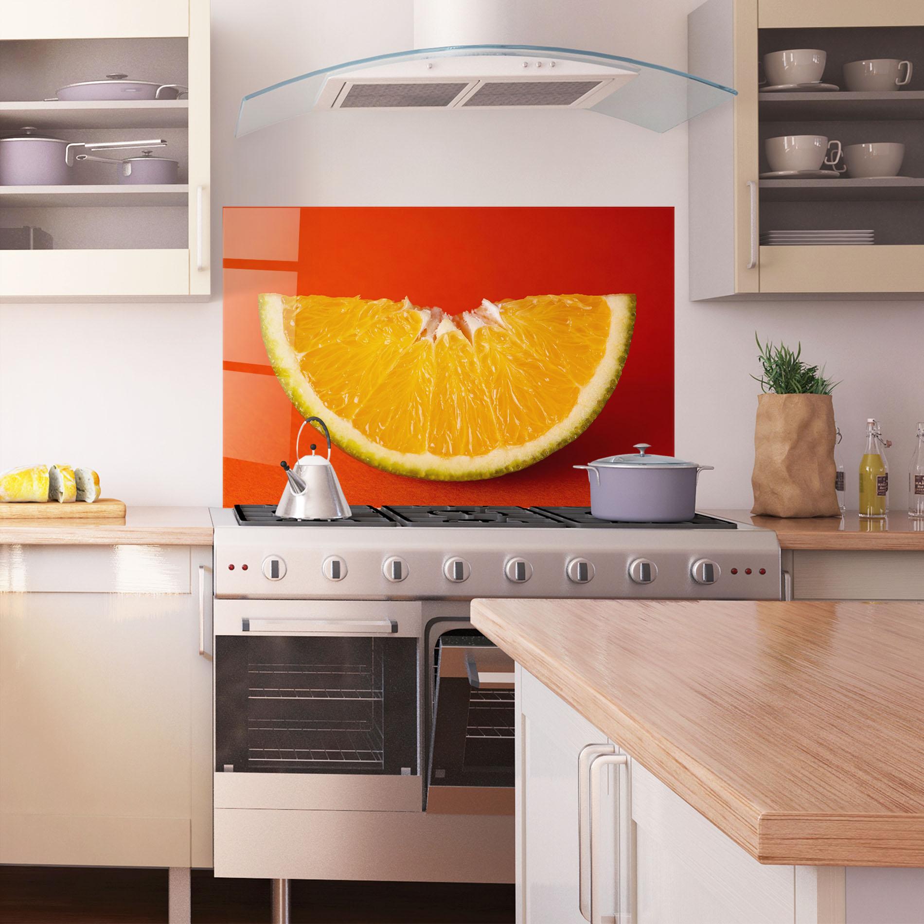 Küchenrückwand Glas Green Orange mockup 1
