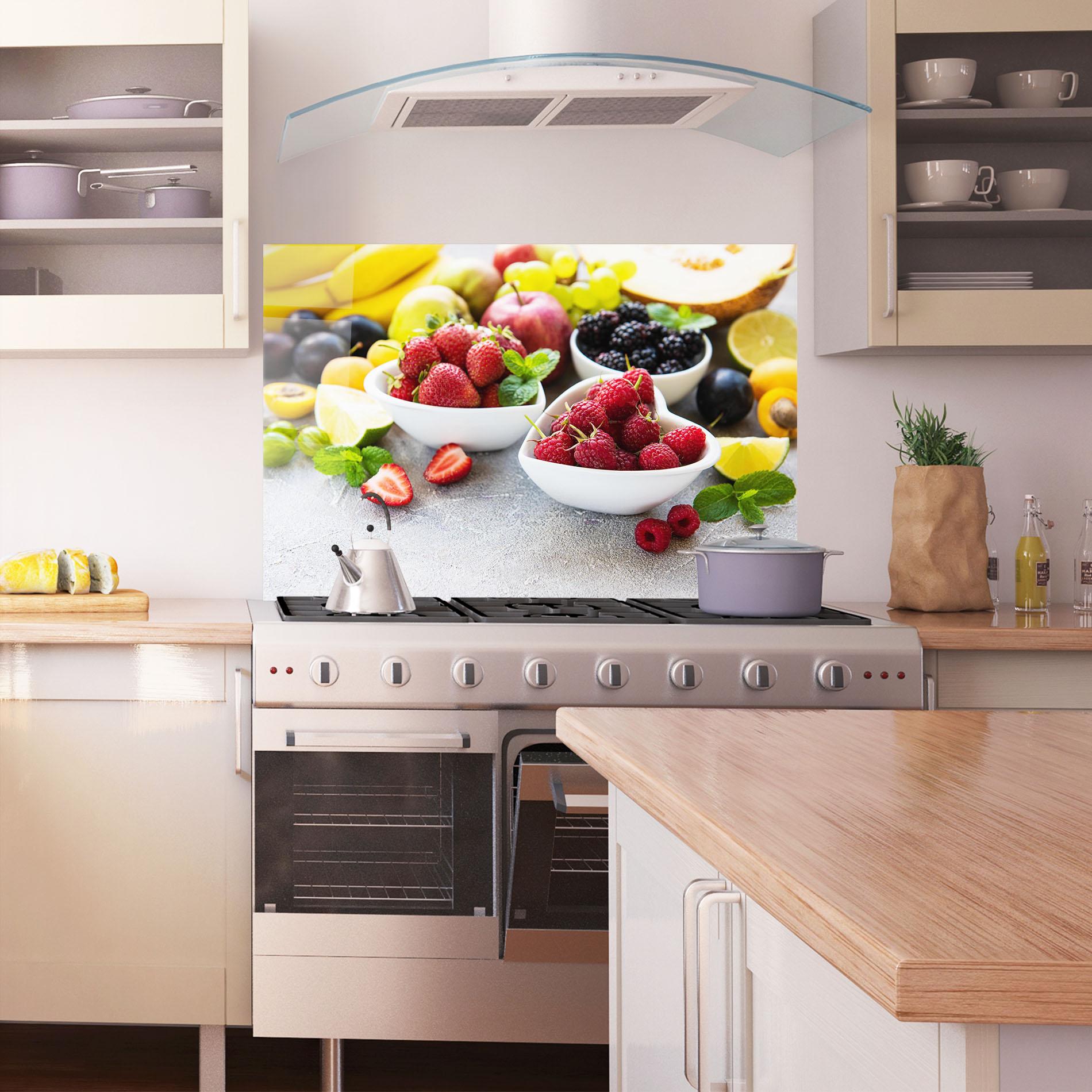 Küchenrückwand Glas Heart Fresh Fruits mockup 1
