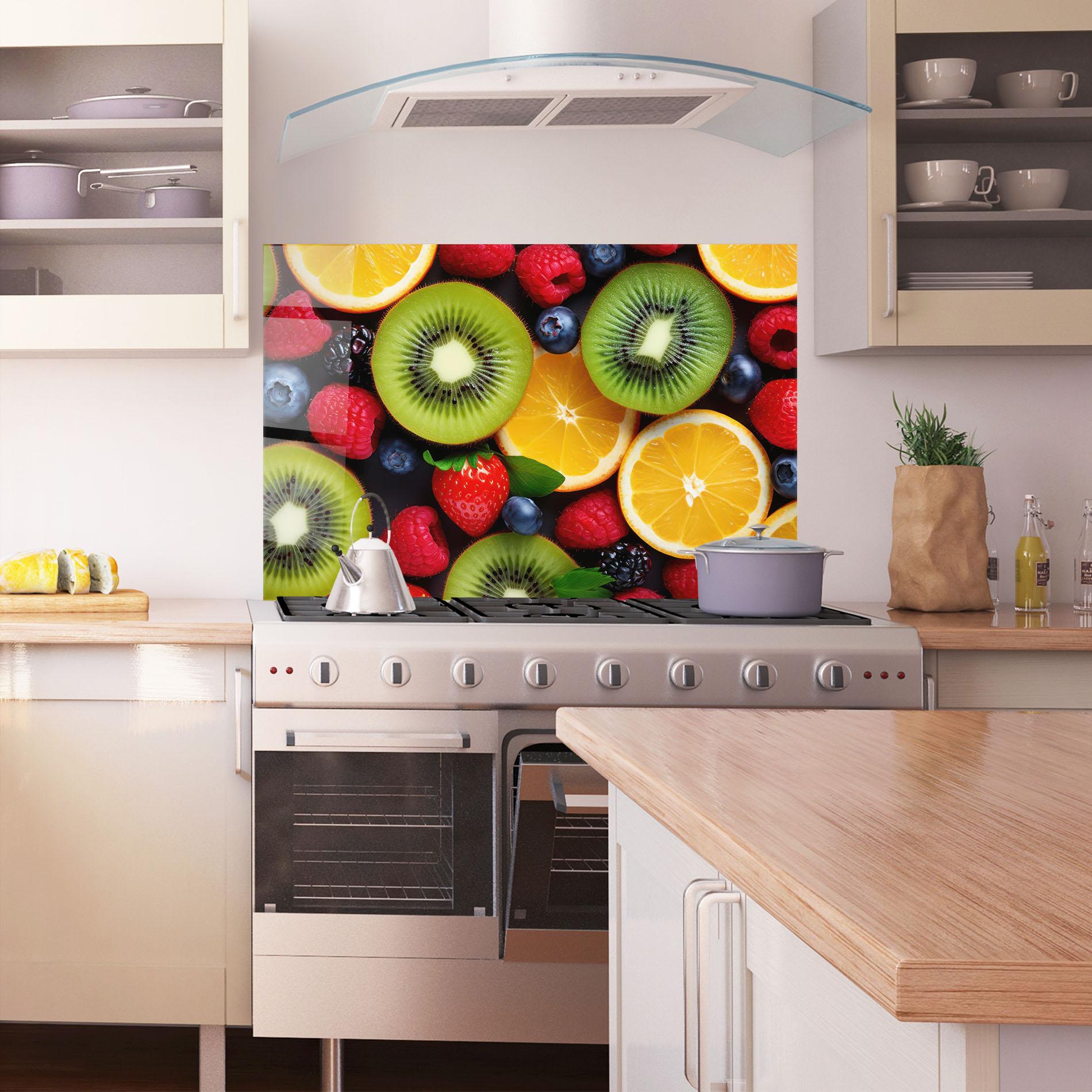 Küchenrückwand Glas Kiwi Fruit Mix mockup 1