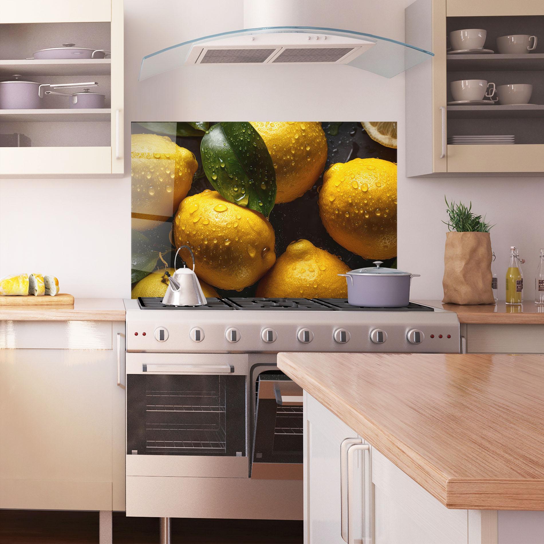 Küchenrückwand Glas Lemon After Rain mockup 1