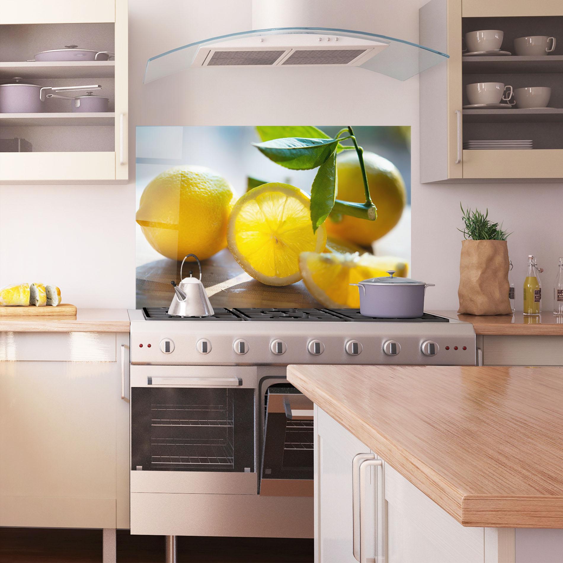 Küchenrückwand Glas Lemon In The Sun mockup 1