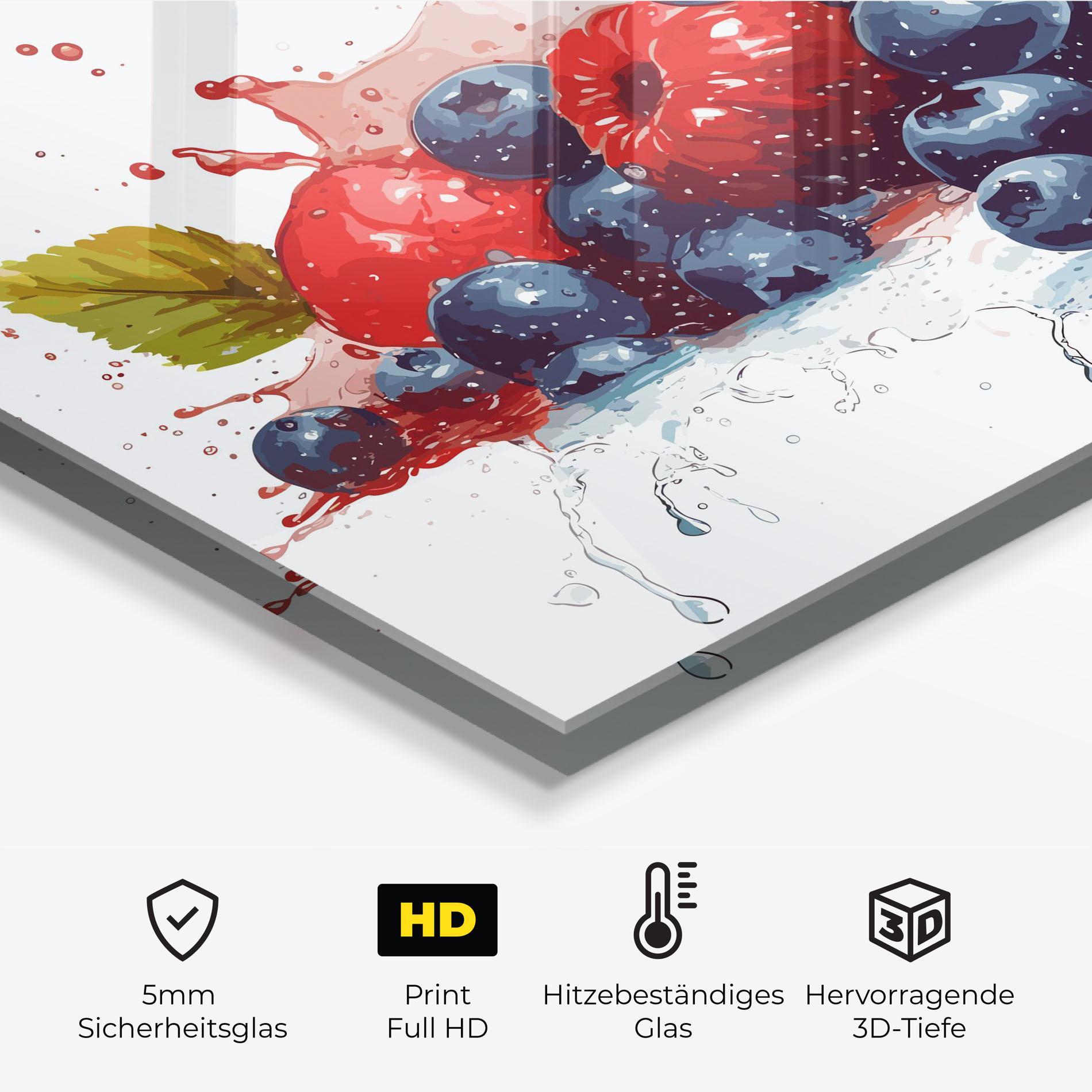 Küchenrückwand Glas Berries Art mockup 2