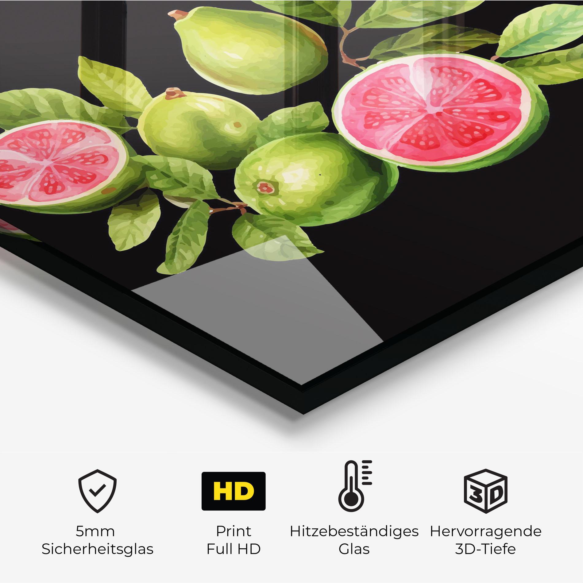 Küchenrückwand Glas Green Fruit mockup 2