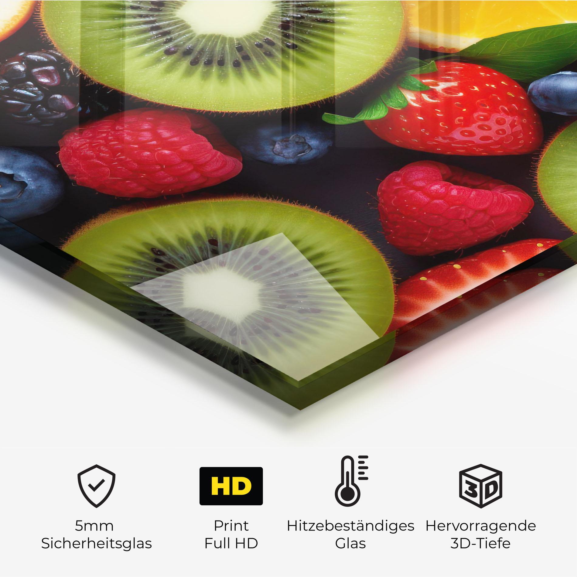 Küchenrückwand Glas Kiwi Fruit Mix mockup 2