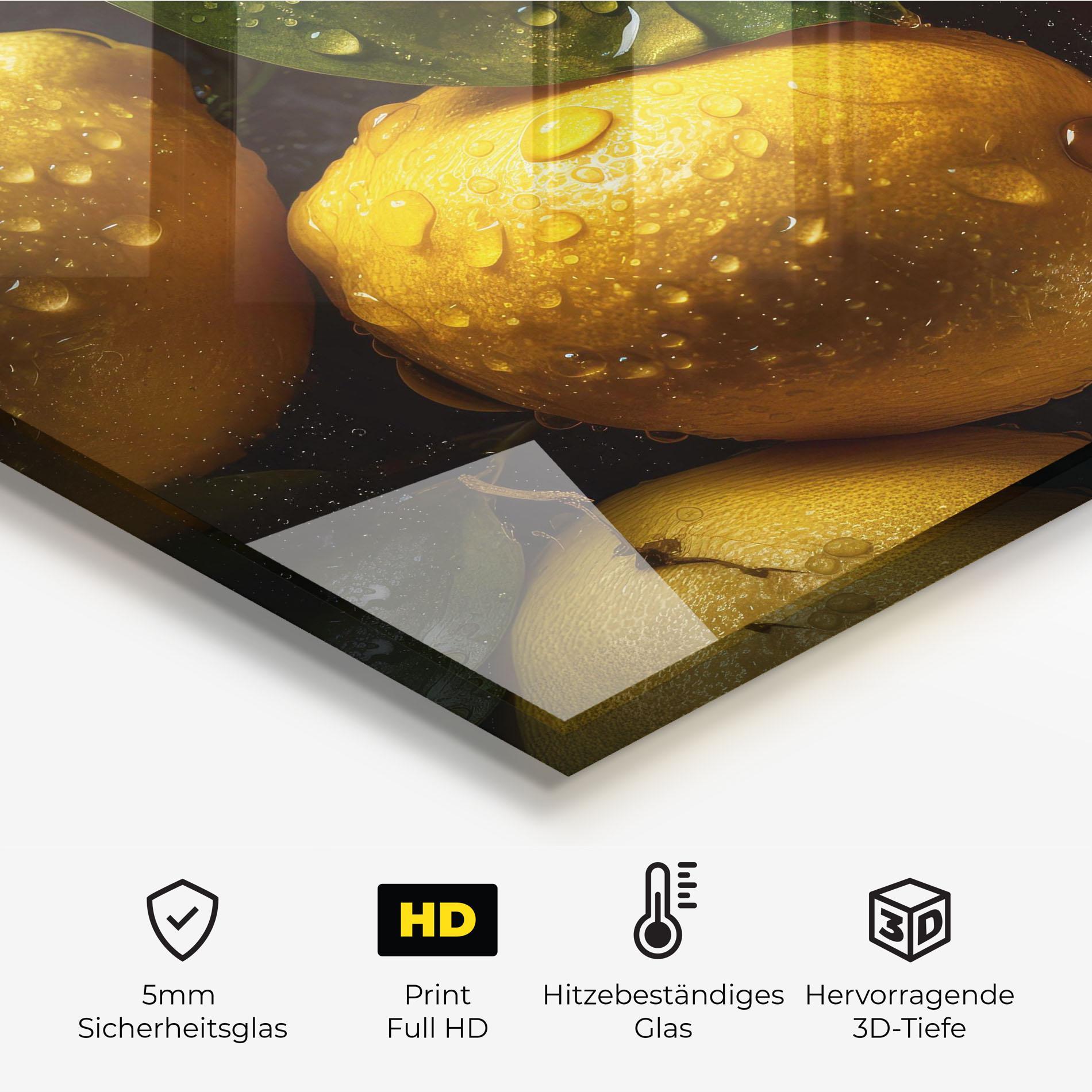 Küchenrückwand Glas Lemon After Rain mockup 2