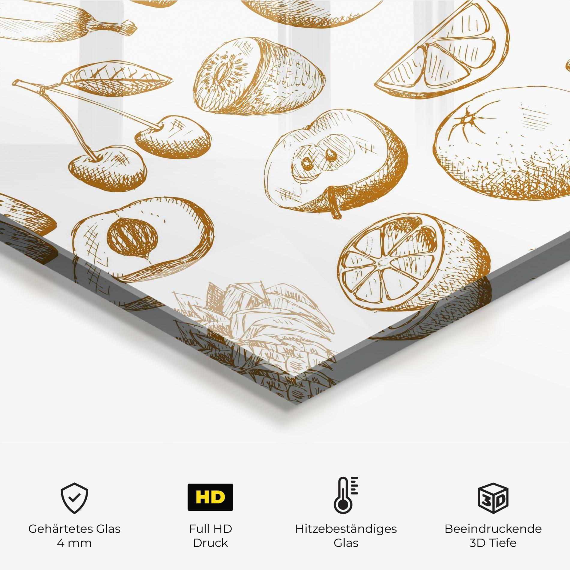 Küchenrückwand Glas Floating Fruits mockup 2