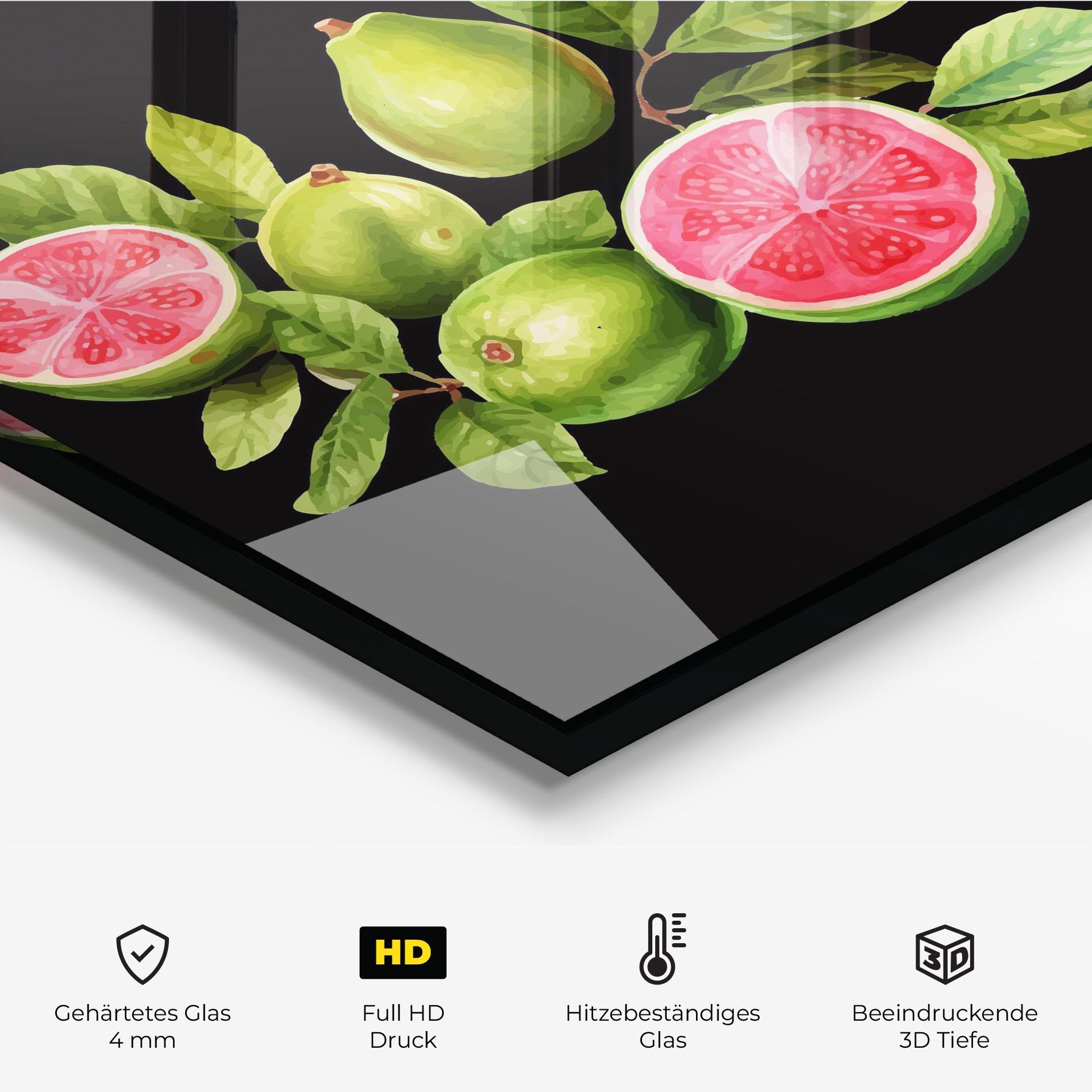 Küchenrückwand Glas Green Fruit mockup 2