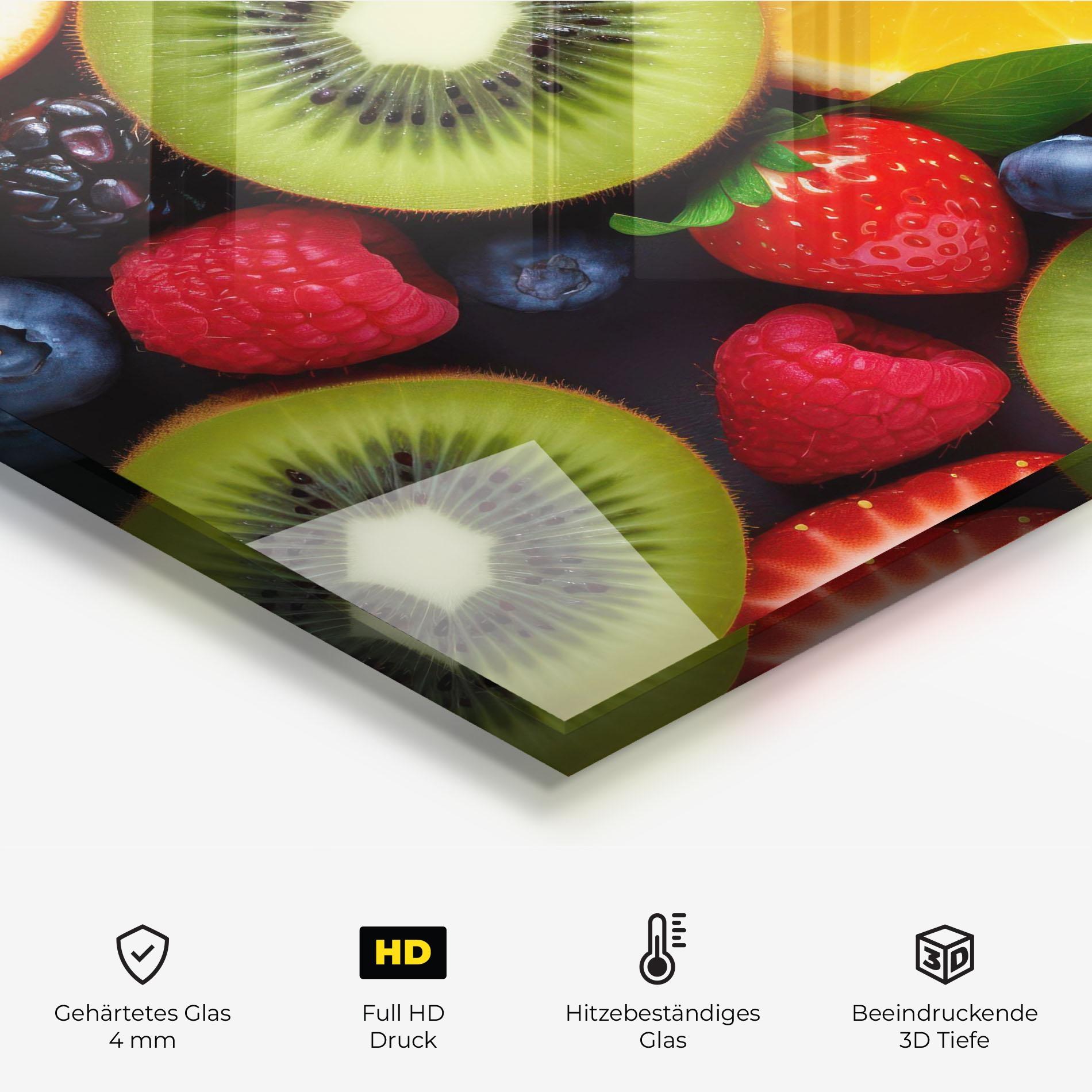 Küchenrückwand Glas Kiwi Fruit Mix mockup 2