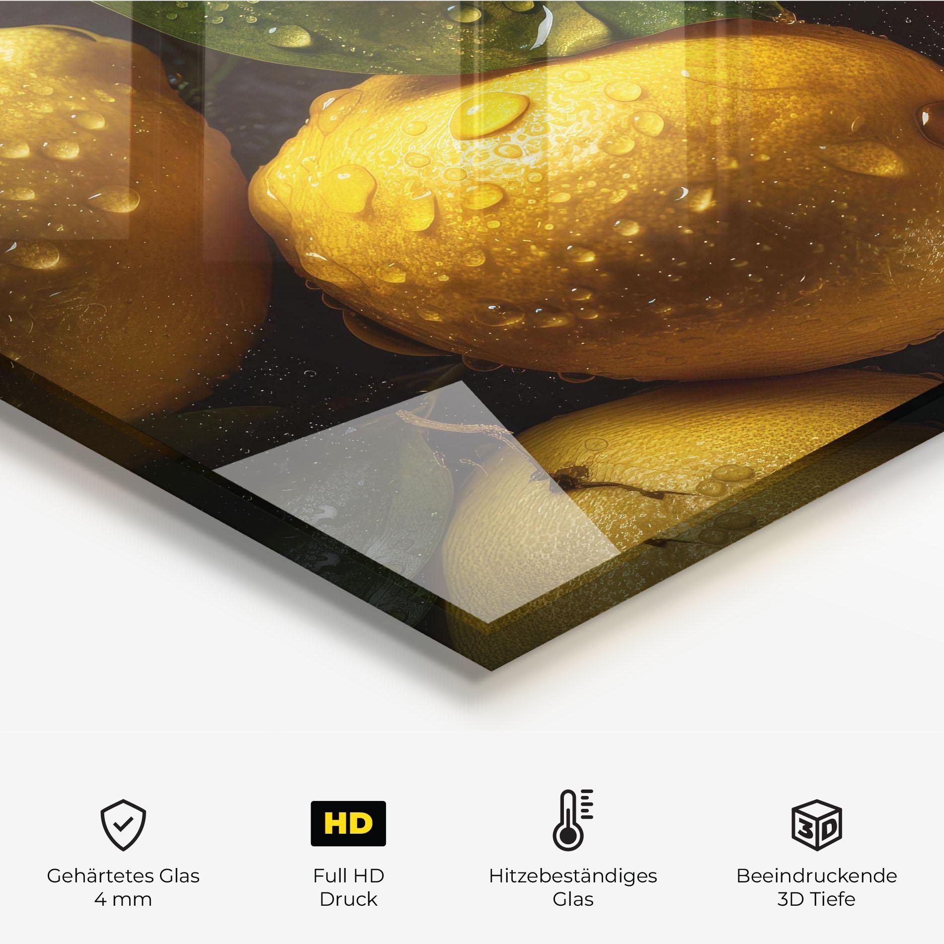 Küchenrückwand Glas Lemon After Rain mockup 2