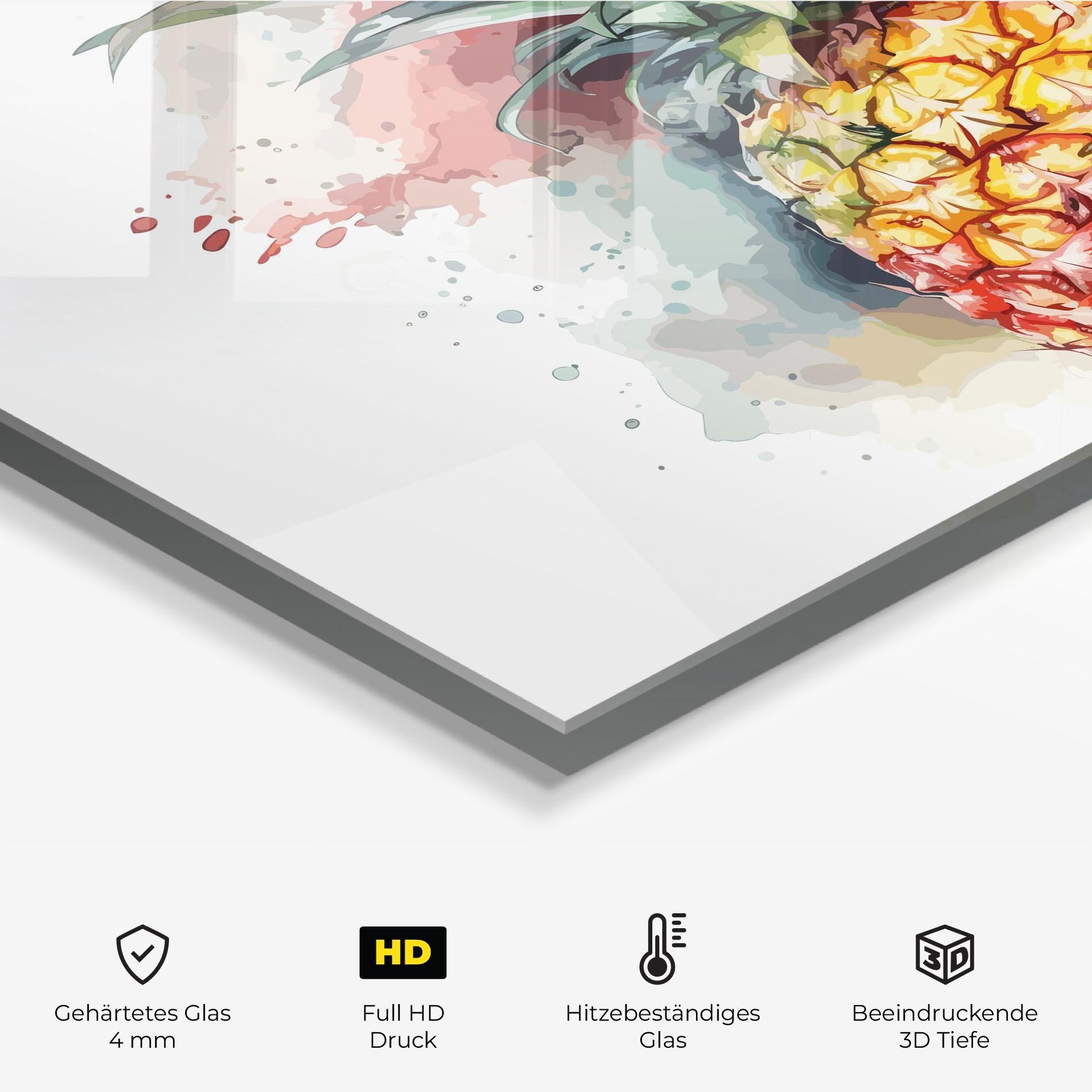 Küchenrückwand Glas Pineapple Art mockup 2
