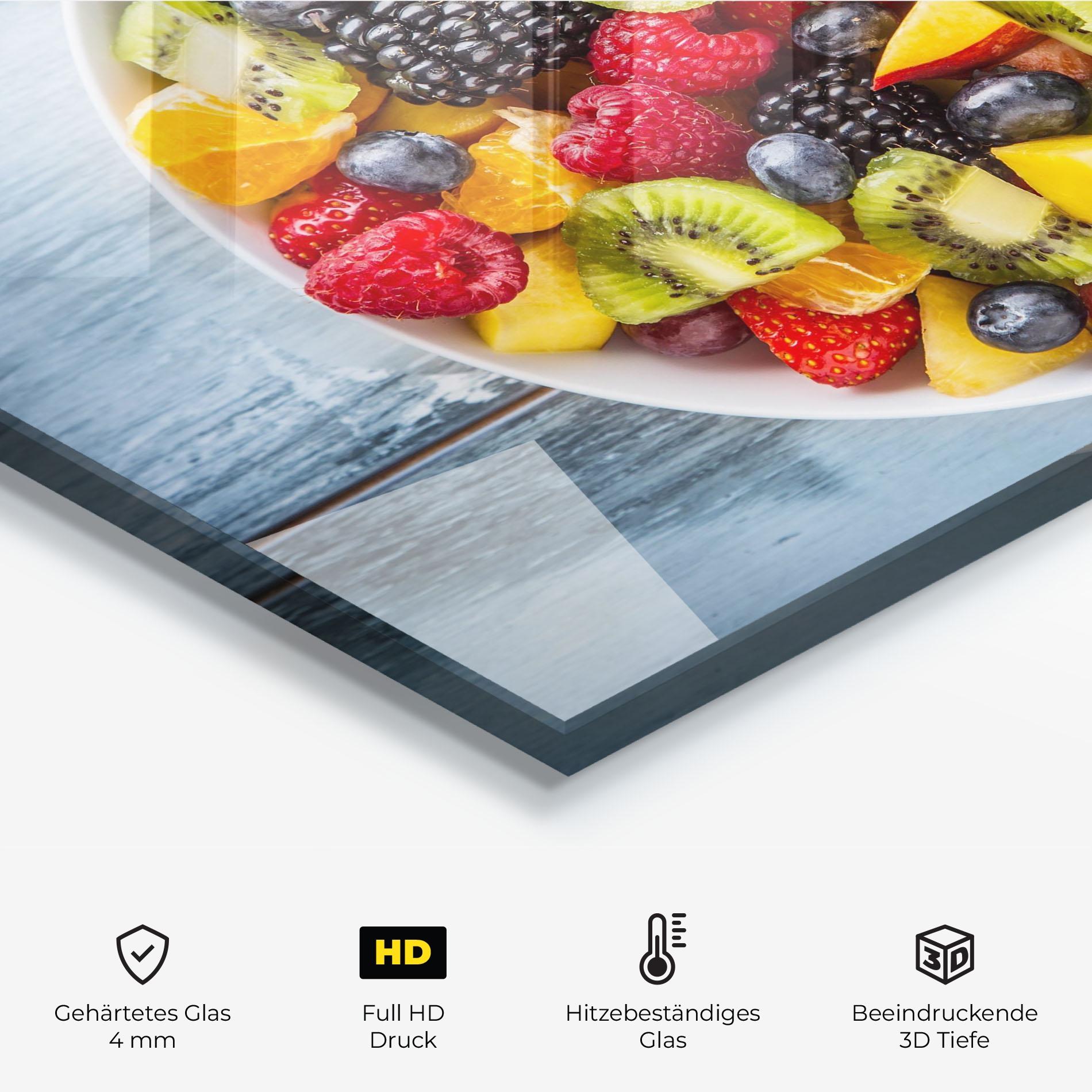 Küchenrückwand Glas Tropical Fruit Salad mockup 2