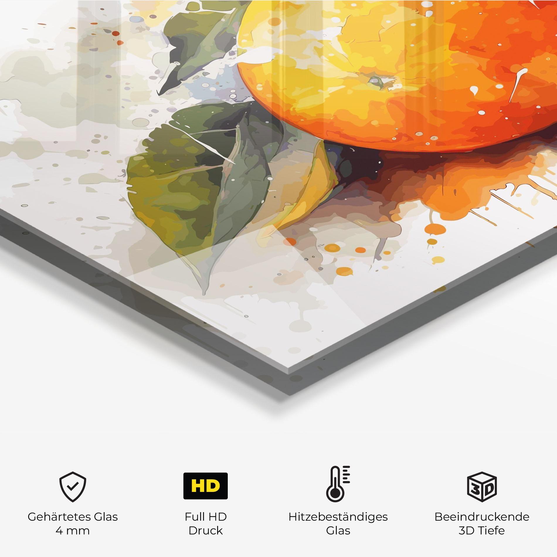 Küchenrückwand Glas Watercolor Orange mockup 2