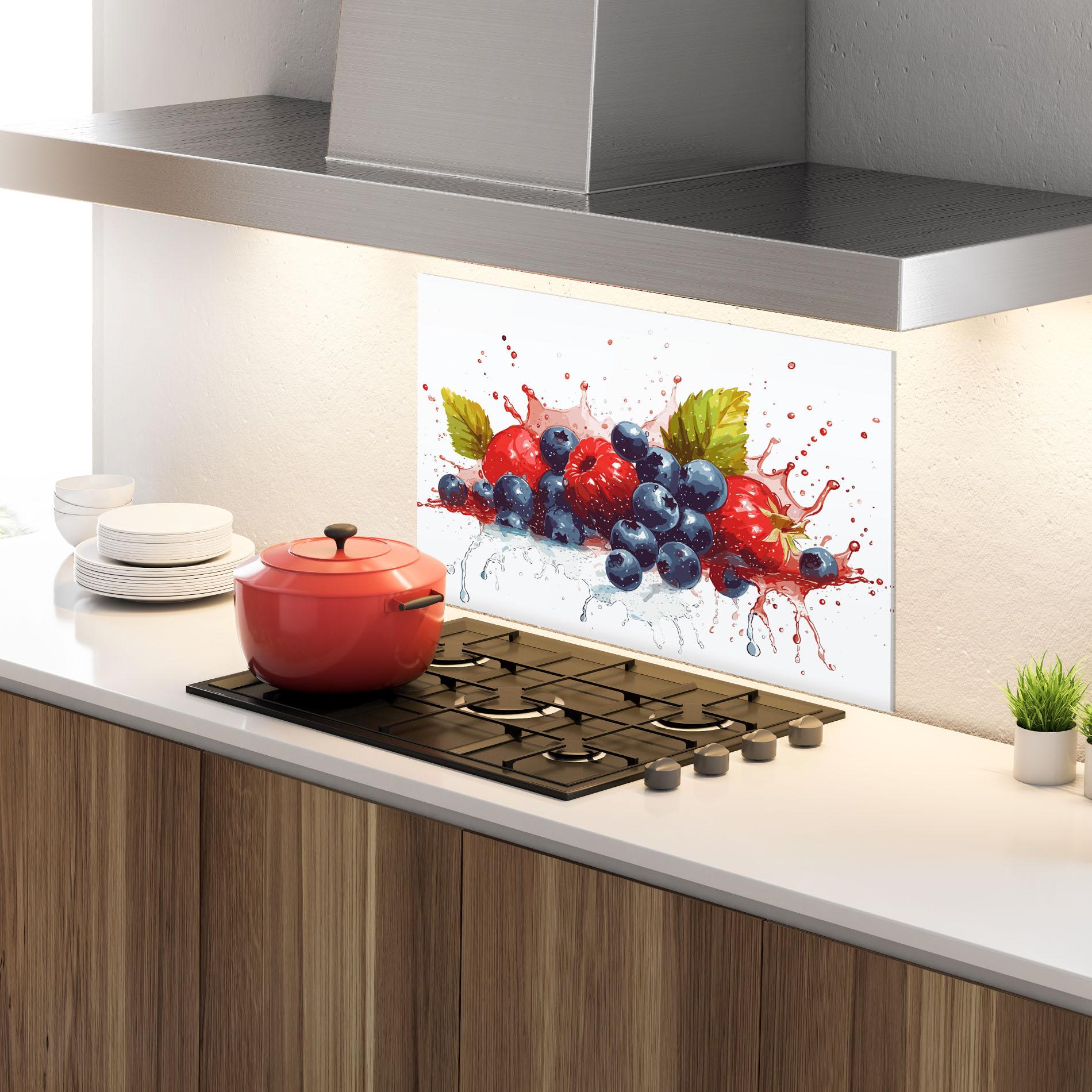 Küchenrückwand Glas Berries Art mockup 4