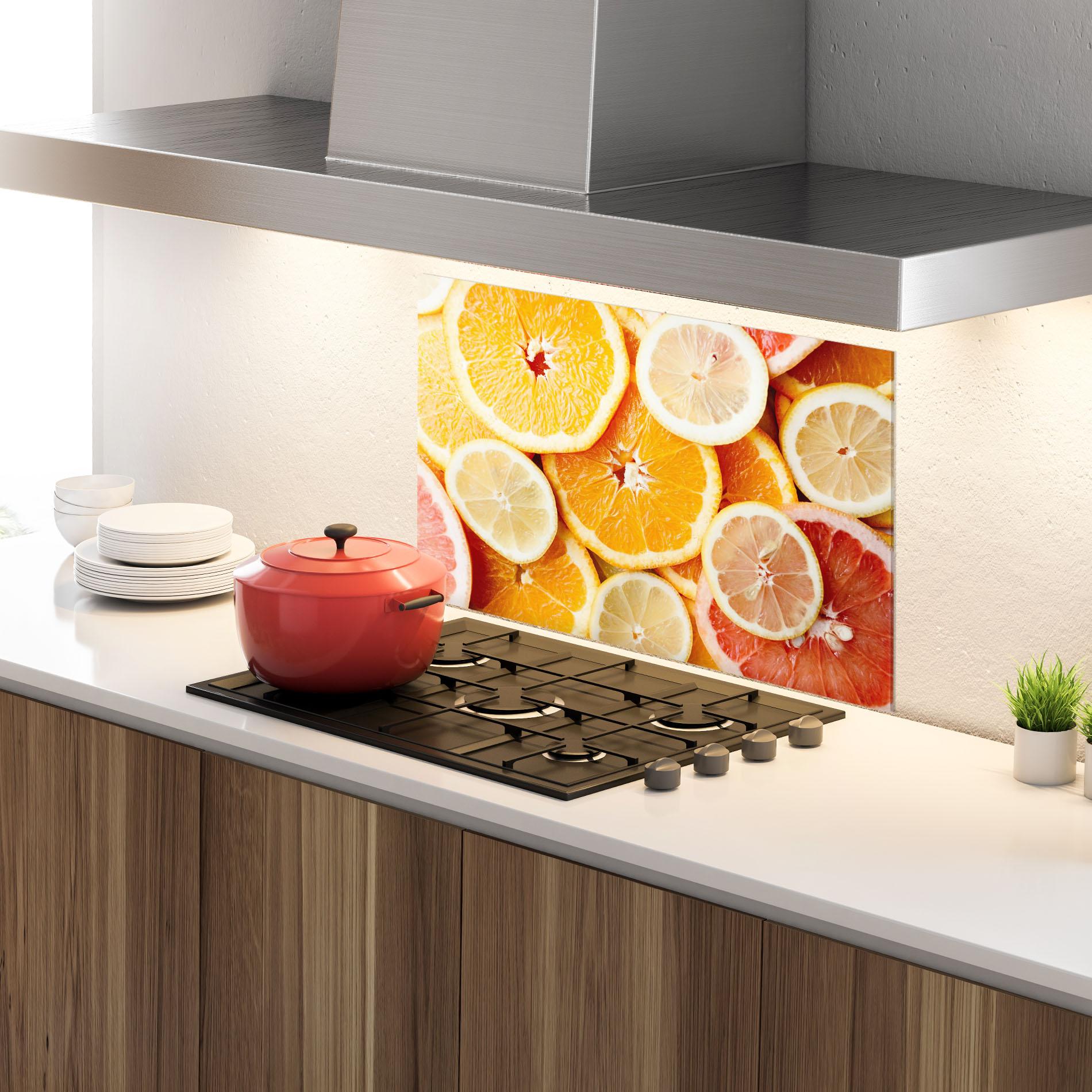 Küchenrückwand Glas Citrus Fruits mockup 4