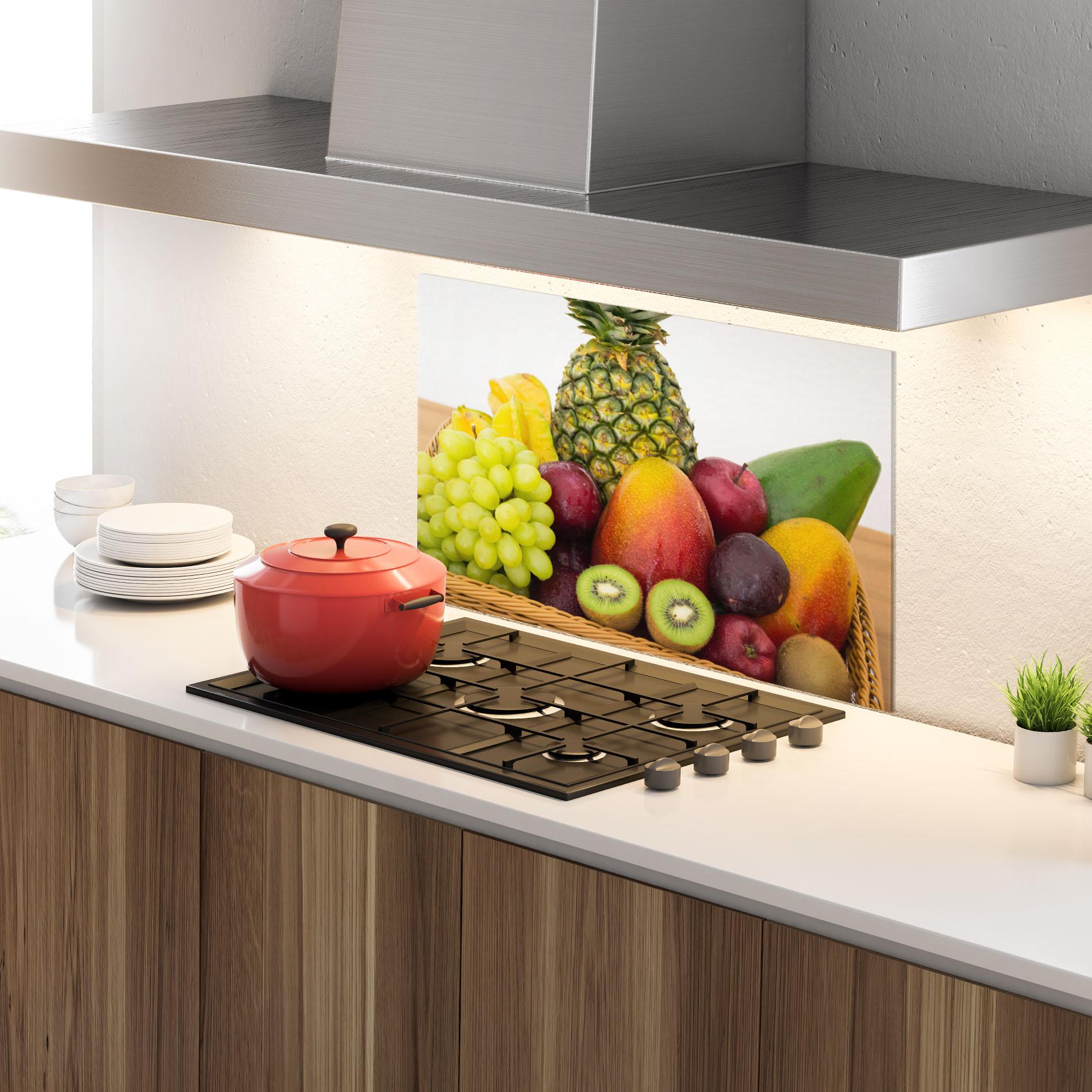 Küchenrückwand Glas Fruit Basket mockup 4