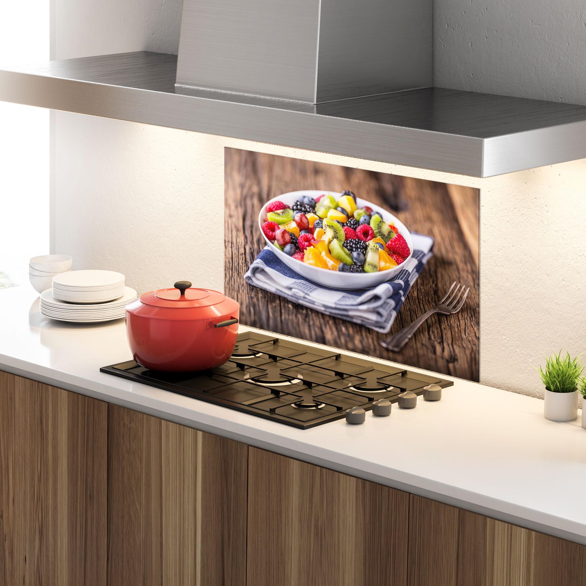 Küchenrückwand Glas Fruit Salad mockup 4