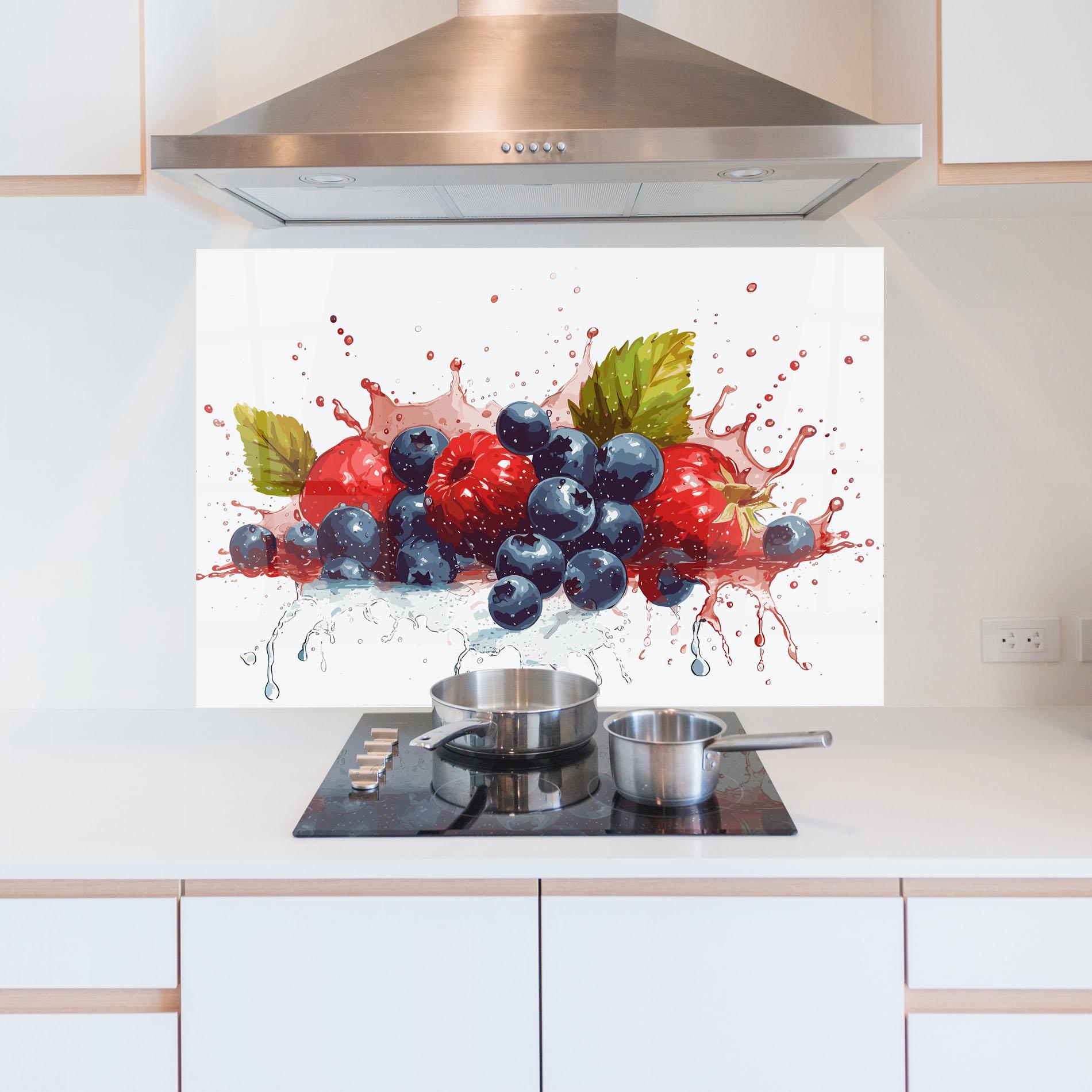 Küchenrückwand Glas Berries Art mockup 5