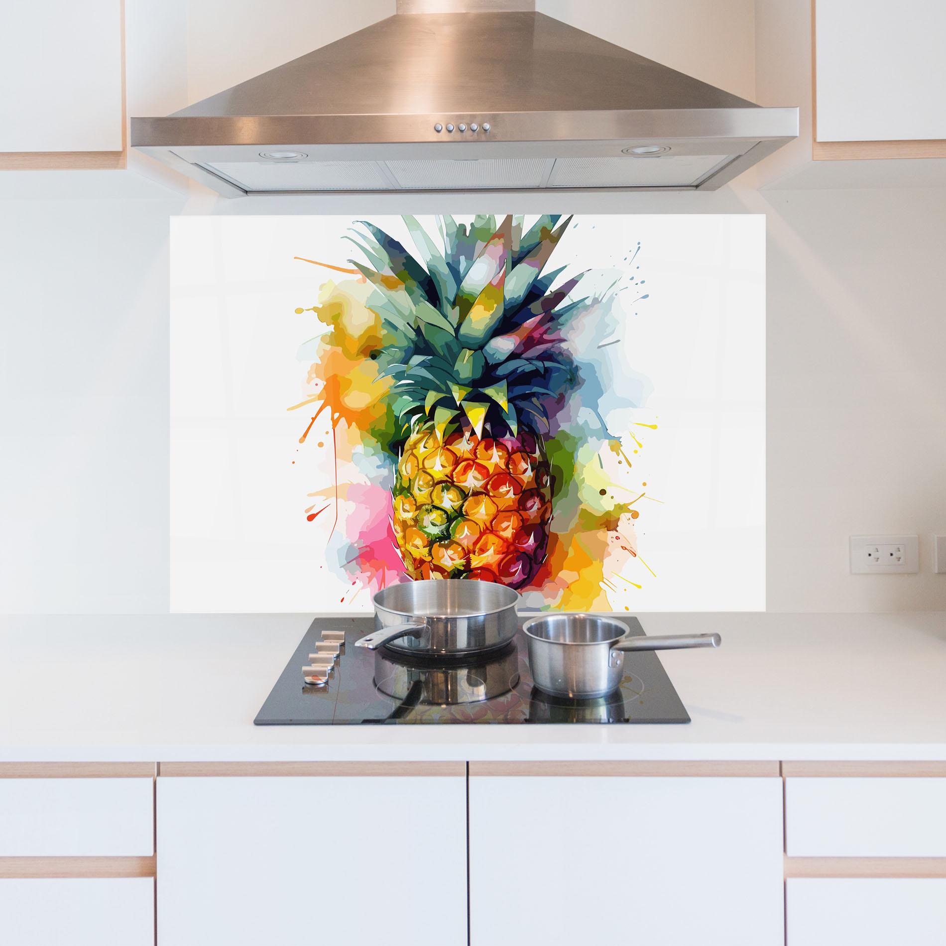 Küchenrückwand Glas Color Mix Pineapple mockup 5