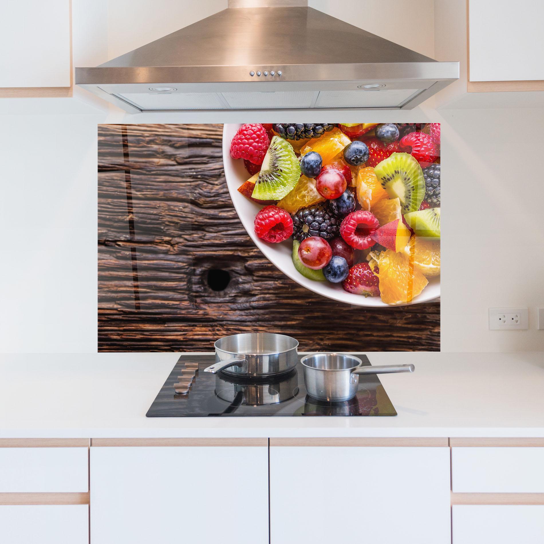 Küchenrückwand Glas Fresh Fruit Salad mockup 5