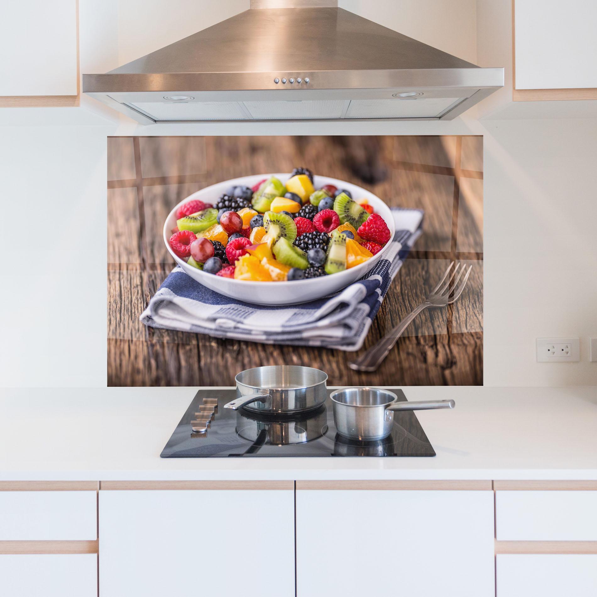 Küchenrückwand Glas Fruit Salad mockup 5