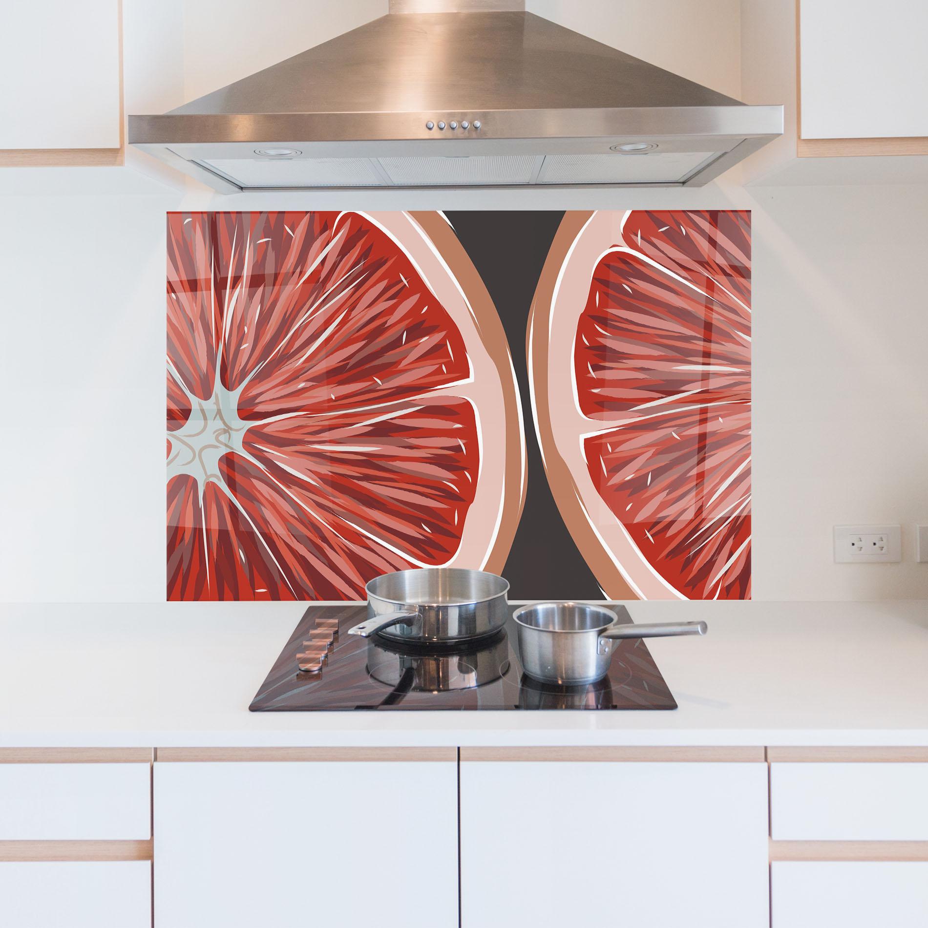 Küchenrückwand Glas Grapefruit Close Up mockup 5