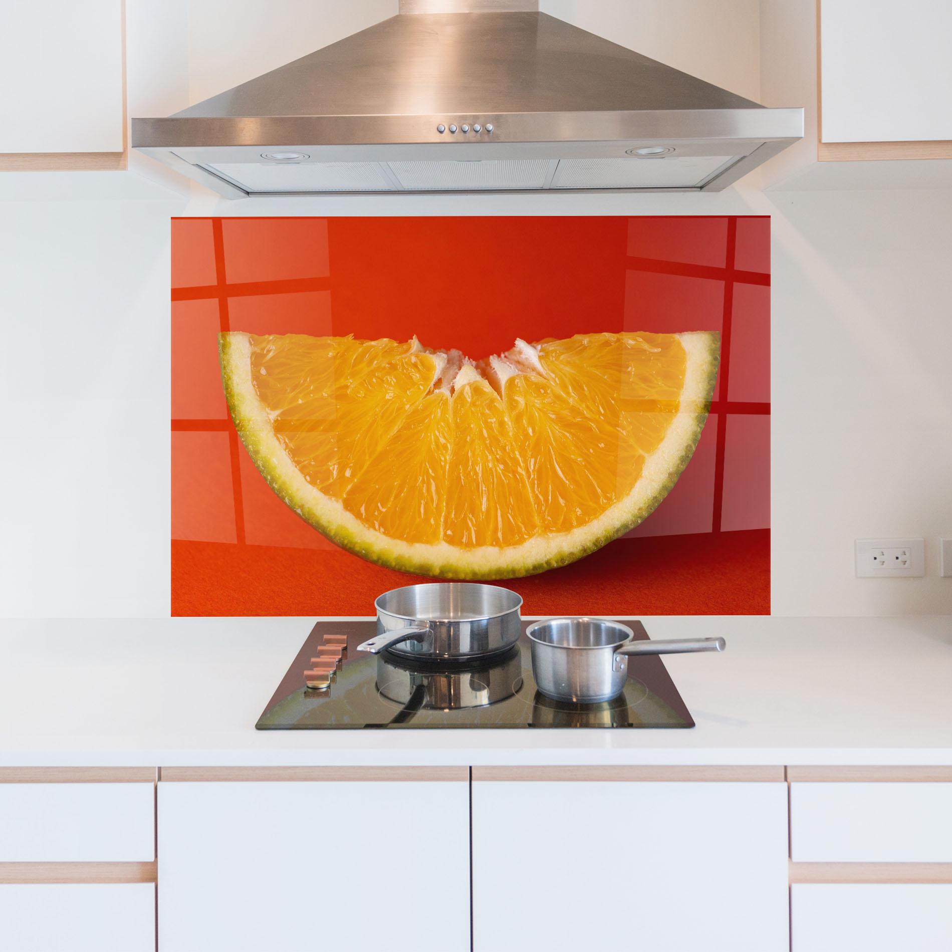 Küchenrückwand Glas Green Orange mockup 5