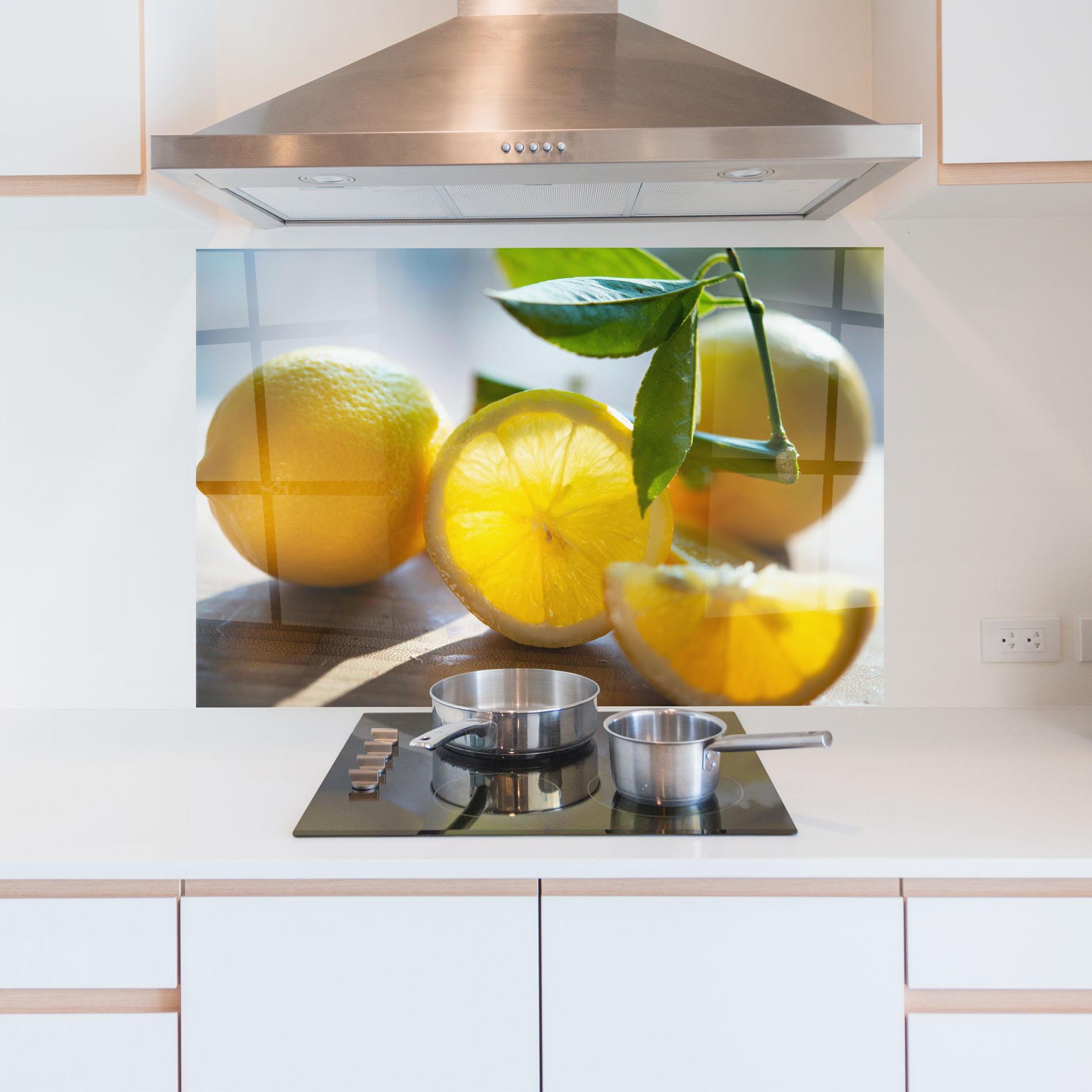 Küchenrückwand Glas Lemon In The Sun mockup 5