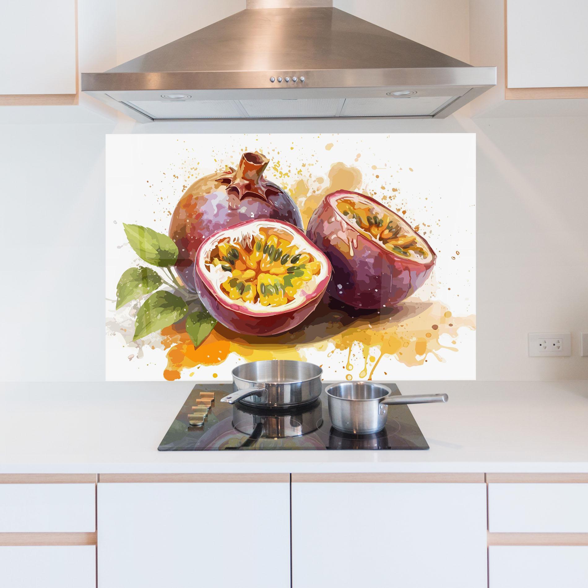 Küchenrückwand Glas Passion Fruit Art mockup 5