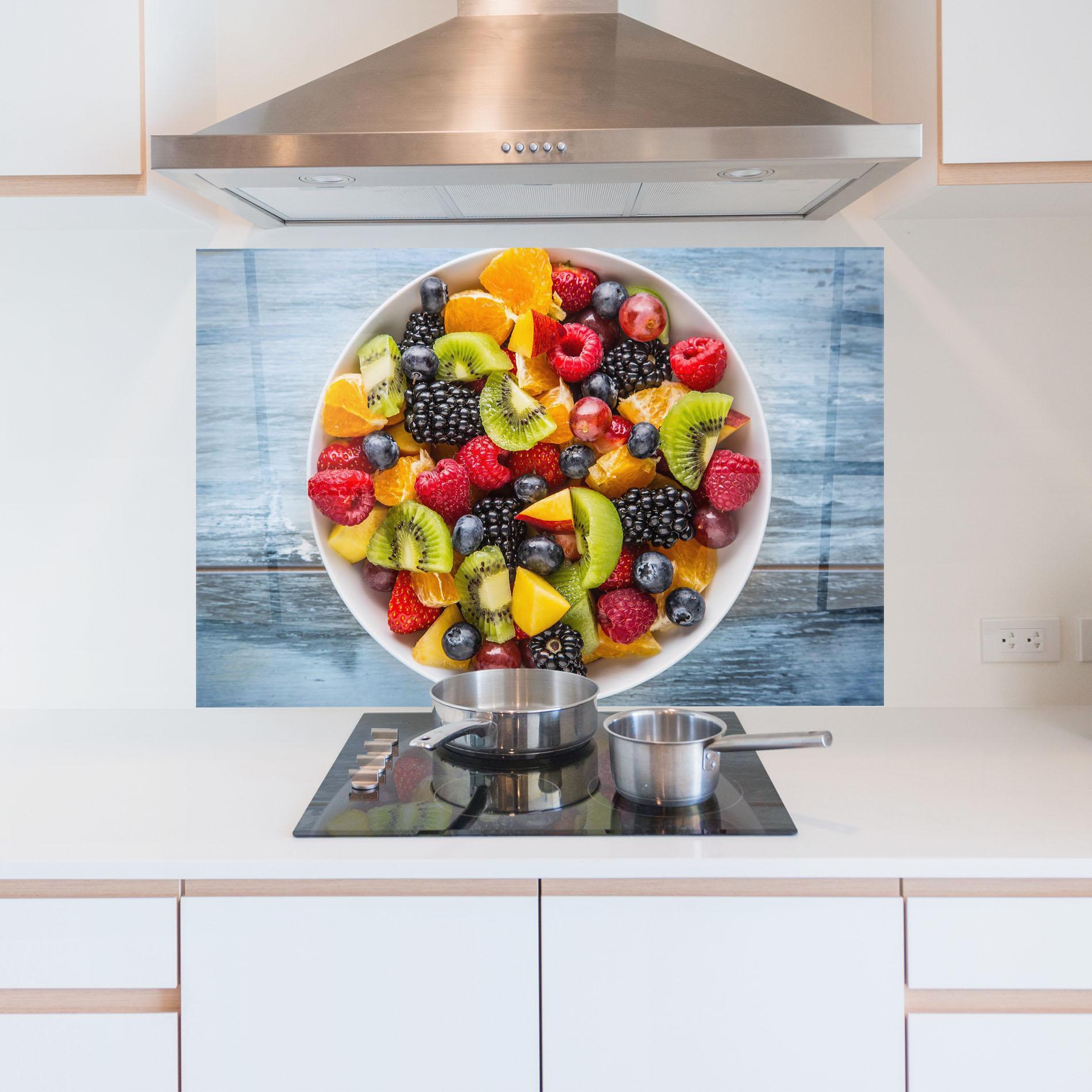 Küchenrückwand Glas Tropical Fruit Salad mockup 5