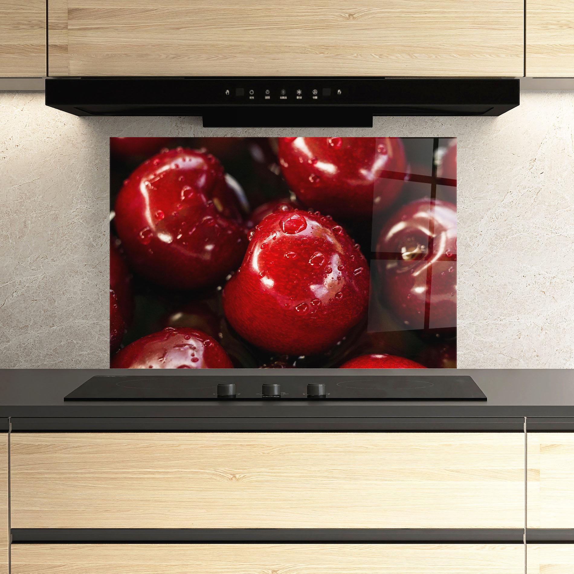 Küchenrückwand Glas Cherries mockup 3