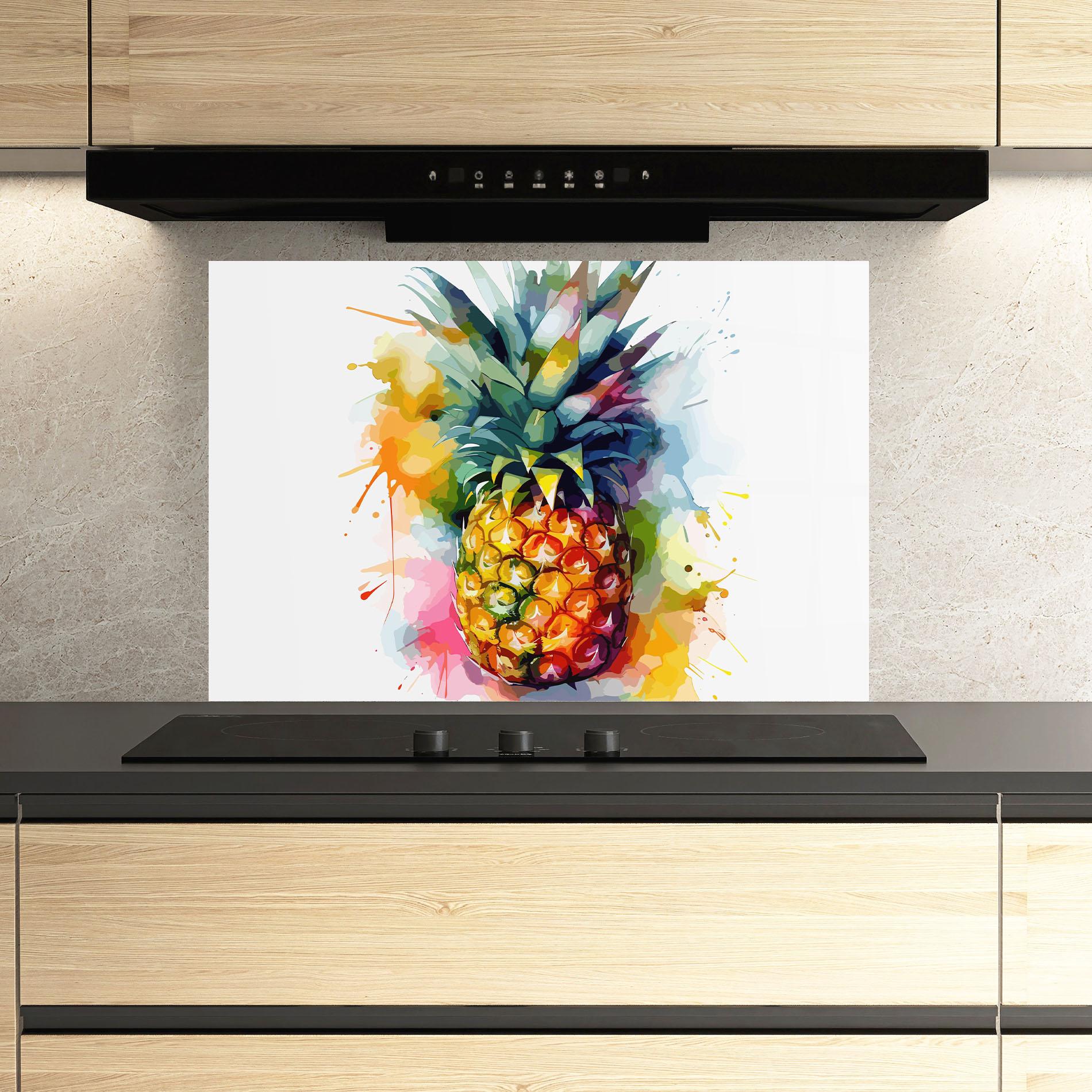 Küchenrückwand Glas Color Mix Pineapple mockup 3