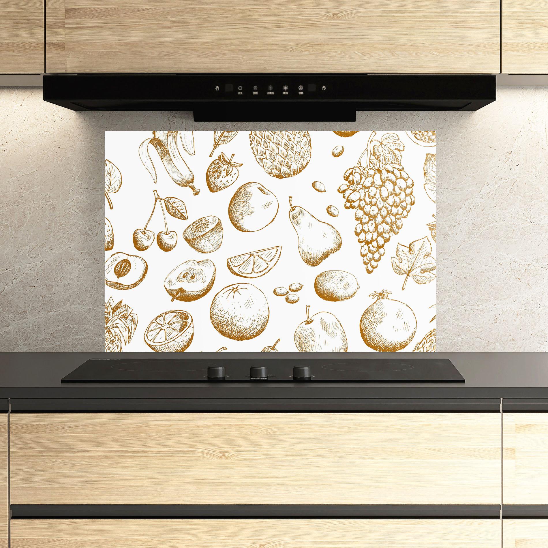 Küchenrückwand Glas Floating Fruits mockup 3