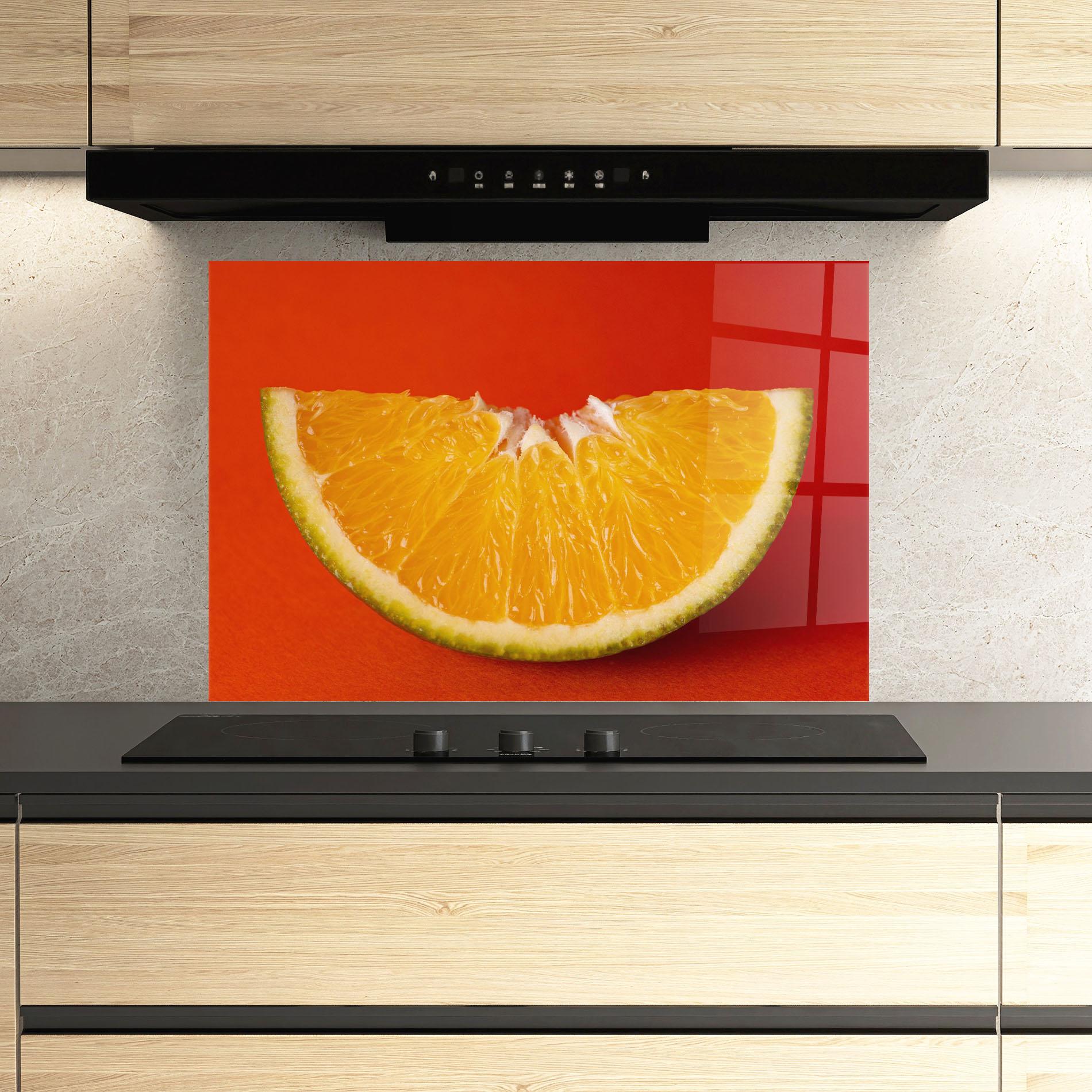Küchenrückwand Glas Green Orange mockup 3