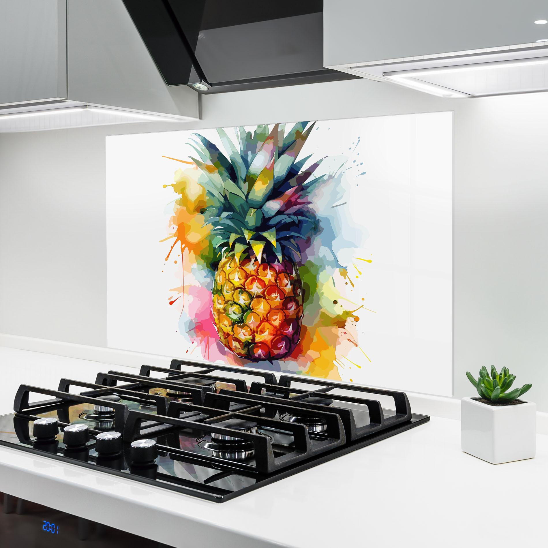 Küchenrückwand Glas Color Mix Pineapple mockup 6