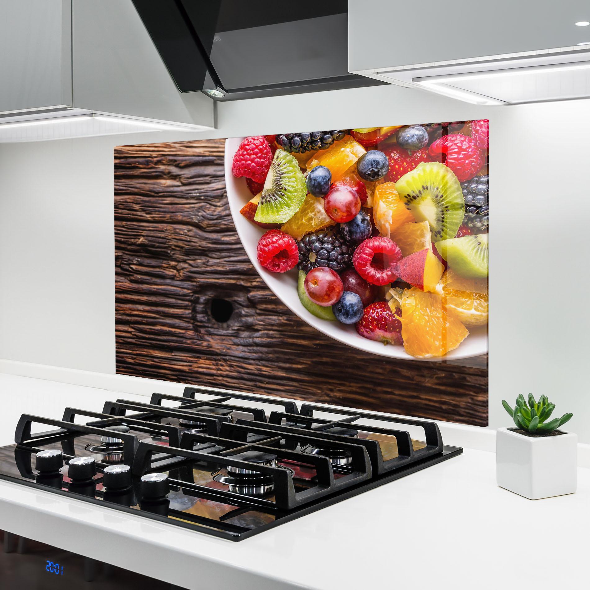 Küchenrückwand Glas Fresh Fruit Salad mockup 6