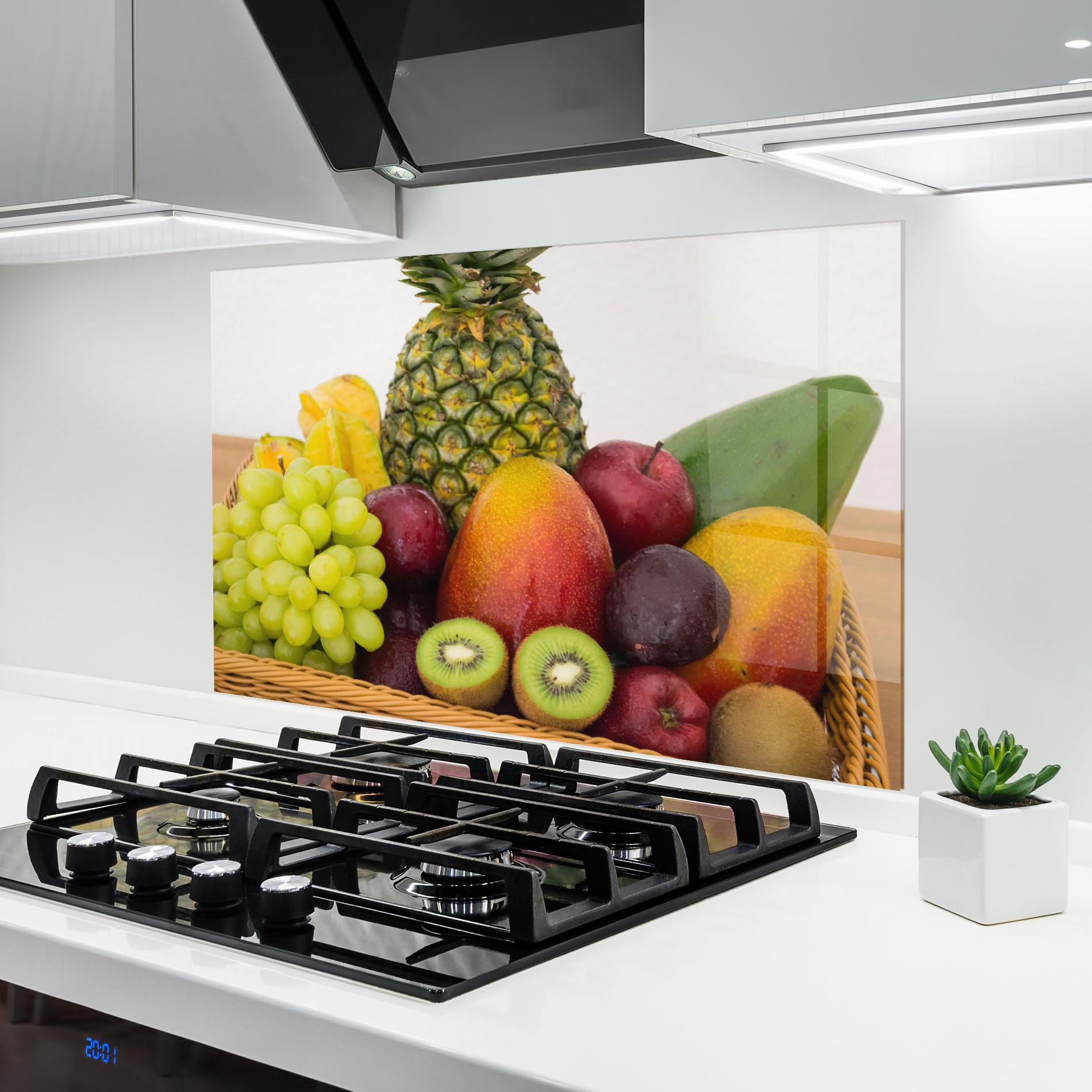 Küchenrückwand Glas Fruit Basket mockup 6