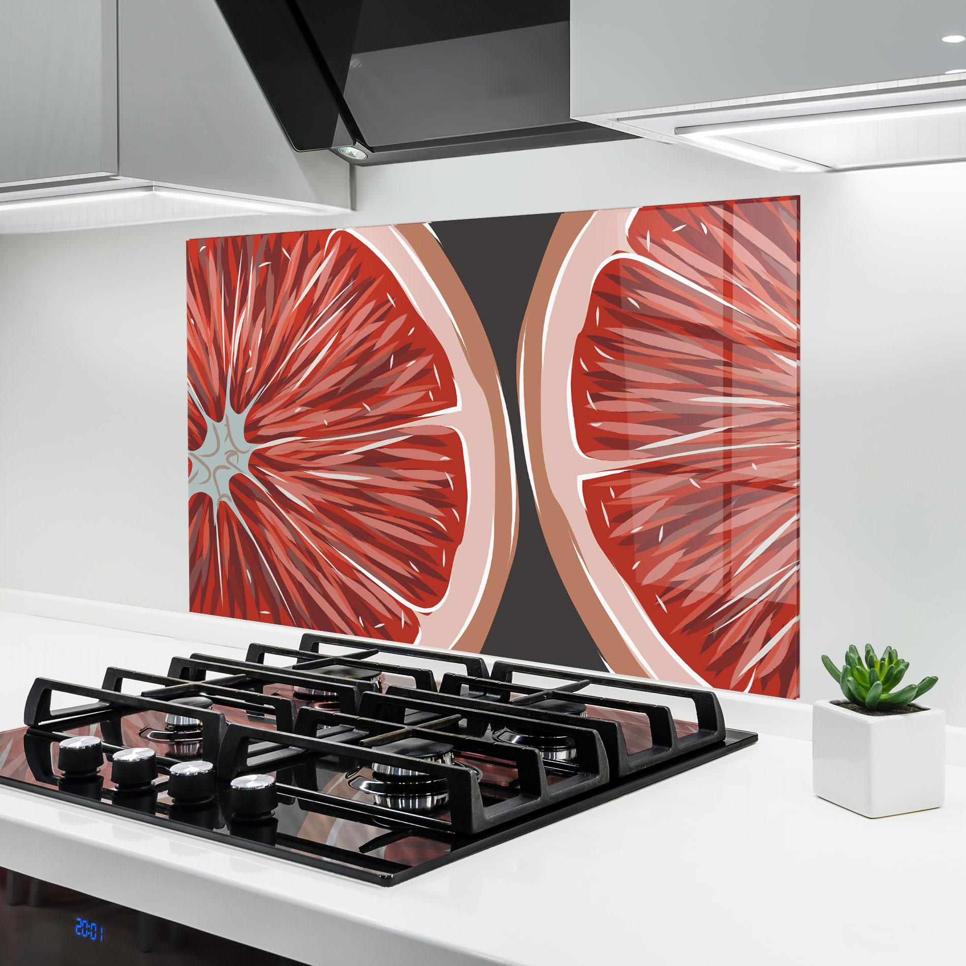 Küchenrückwand Glas Grapefruit Close Up mockup 6