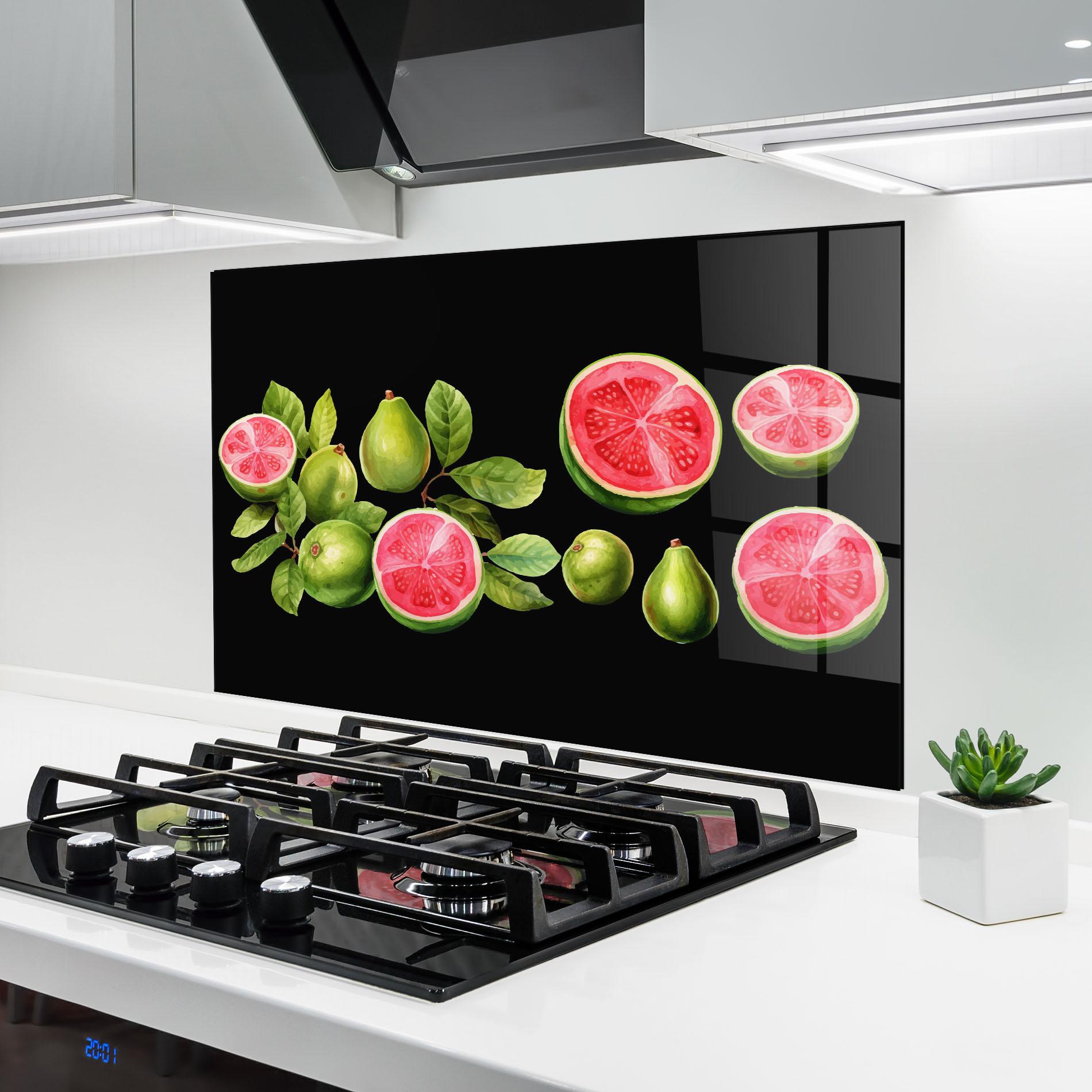 Küchenrückwand Glas Green Fruit mockup 6
