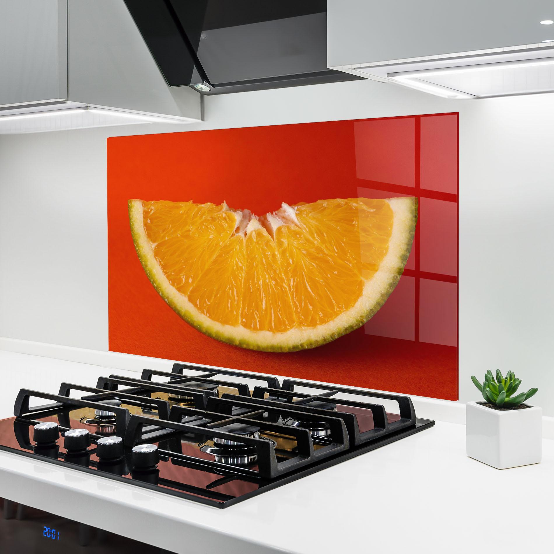 Küchenrückwand Glas Green Orange mockup 6