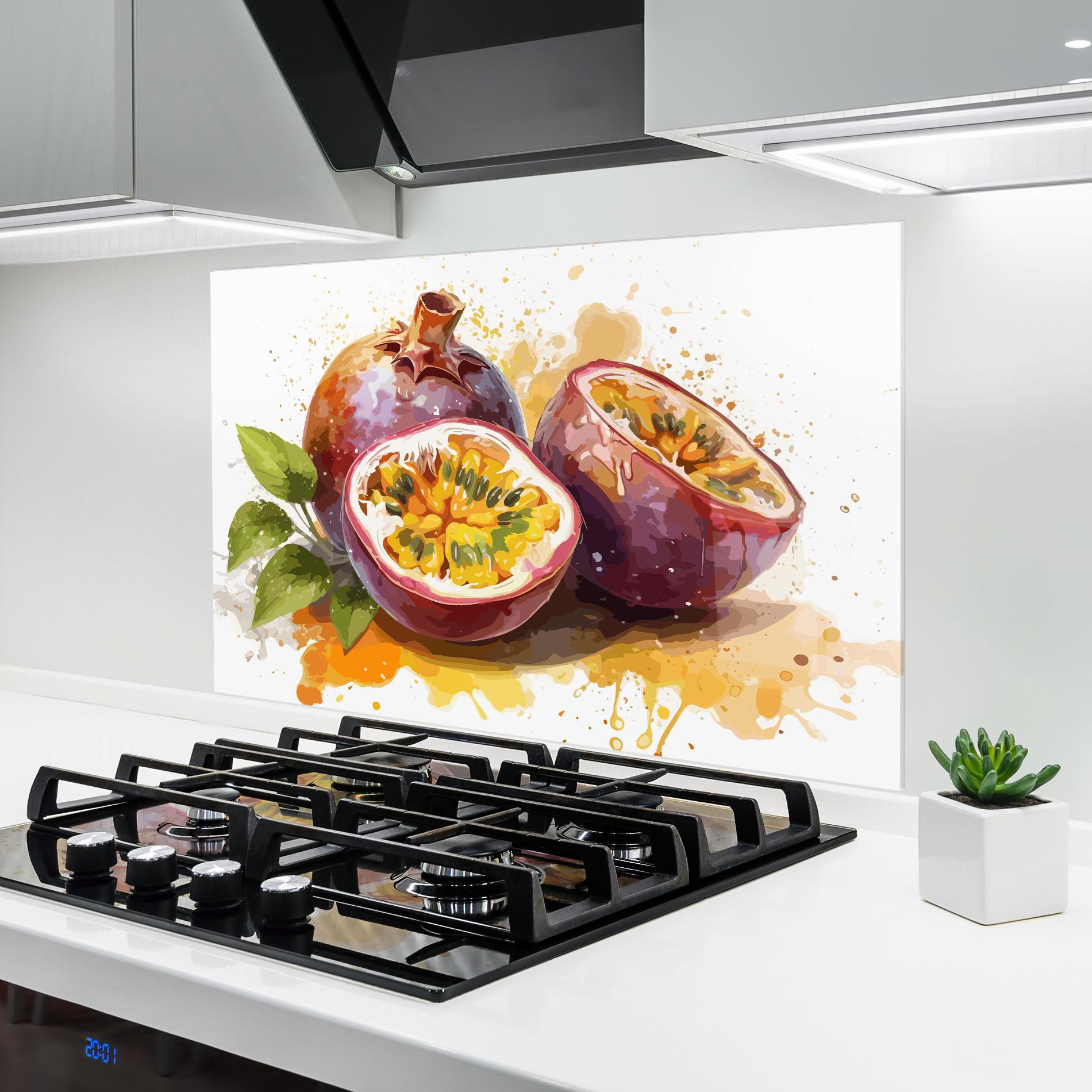 Küchenrückwand Glas Passion Fruit Art mockup 6